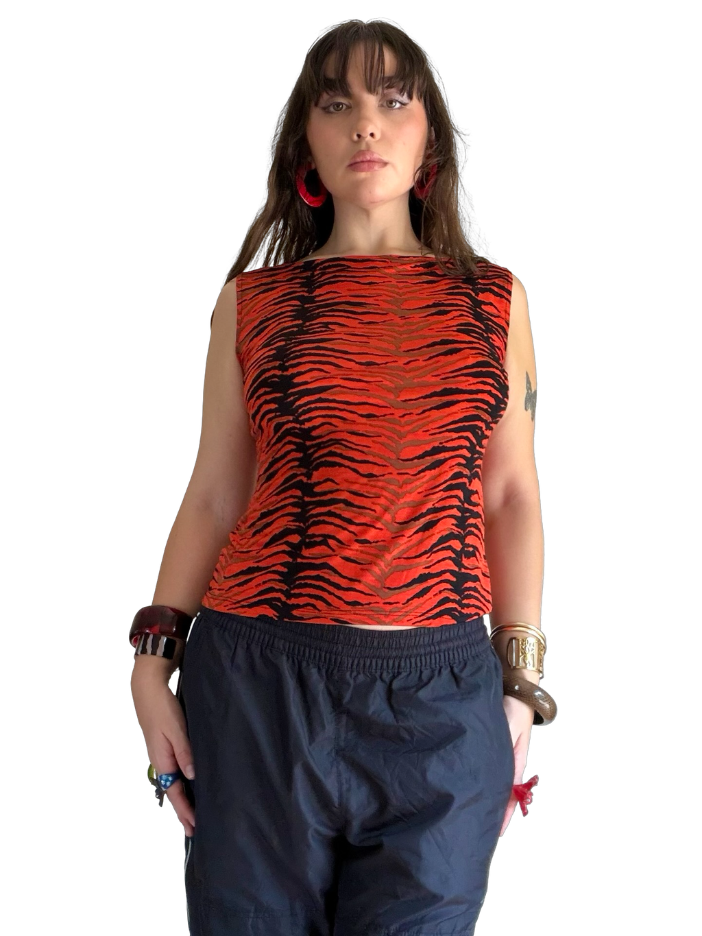 90s Red Tiger Print Sleeveless Top ✮ Size M