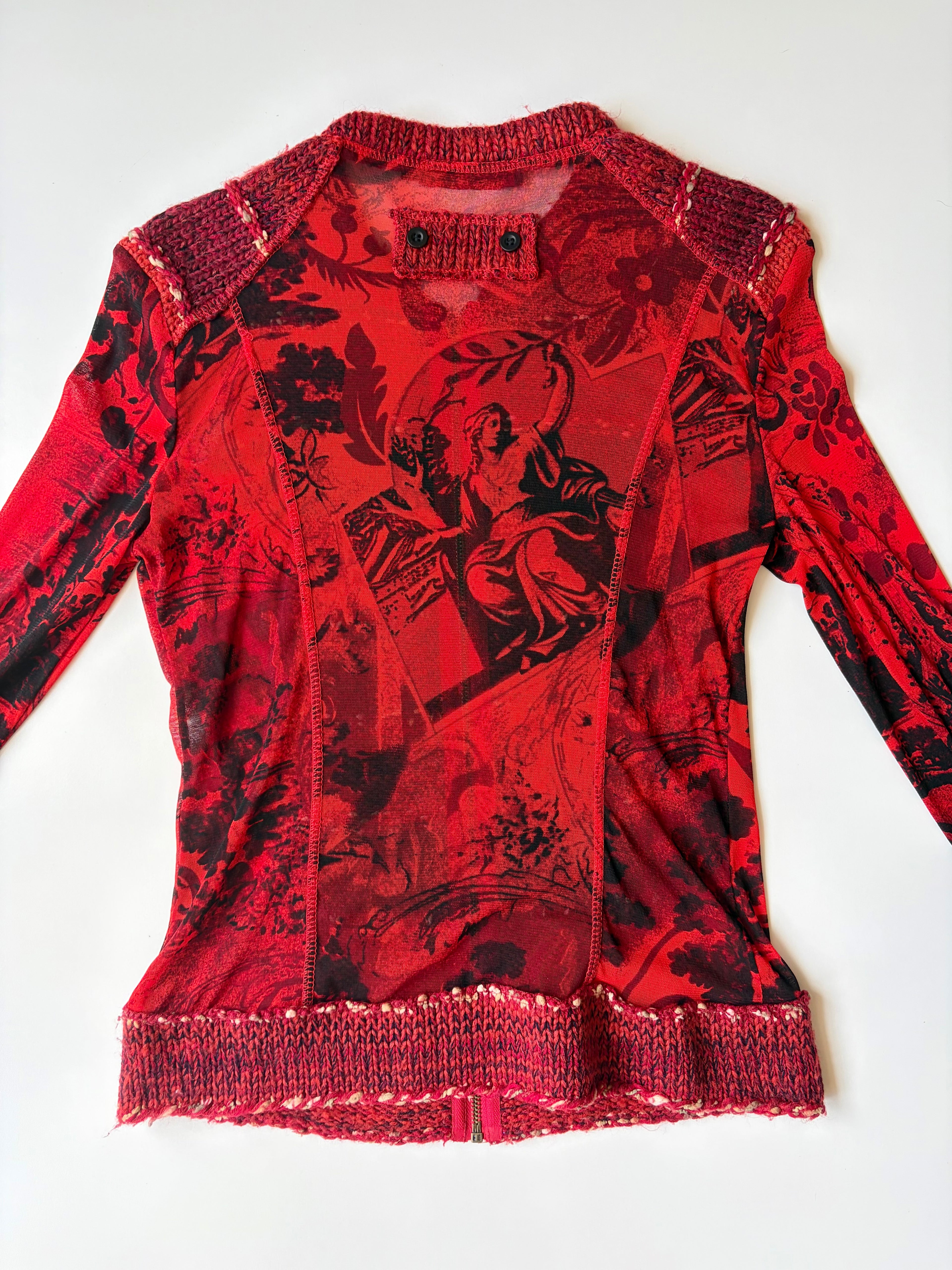 RARE Lulu H Paris Mesh/Knit Zip Top ✮ Size L