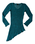 Y2K Teal Asymmetrical Knit Top ✮ Size M