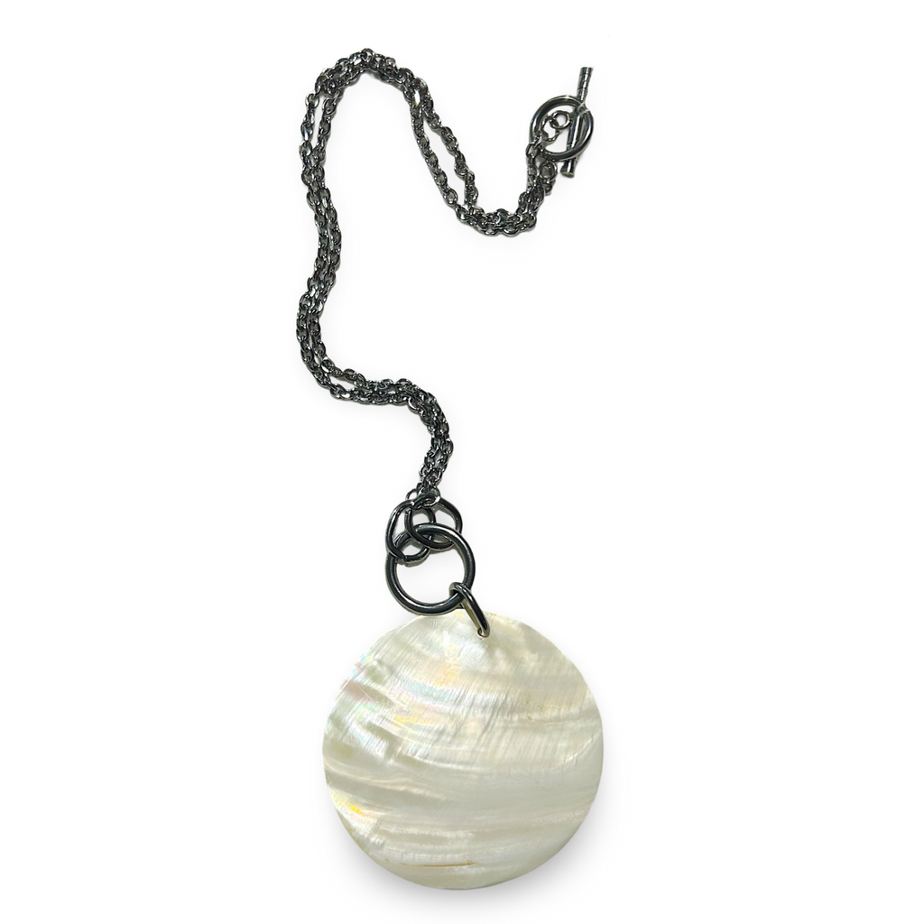 upcycled stainless steel shell necklace