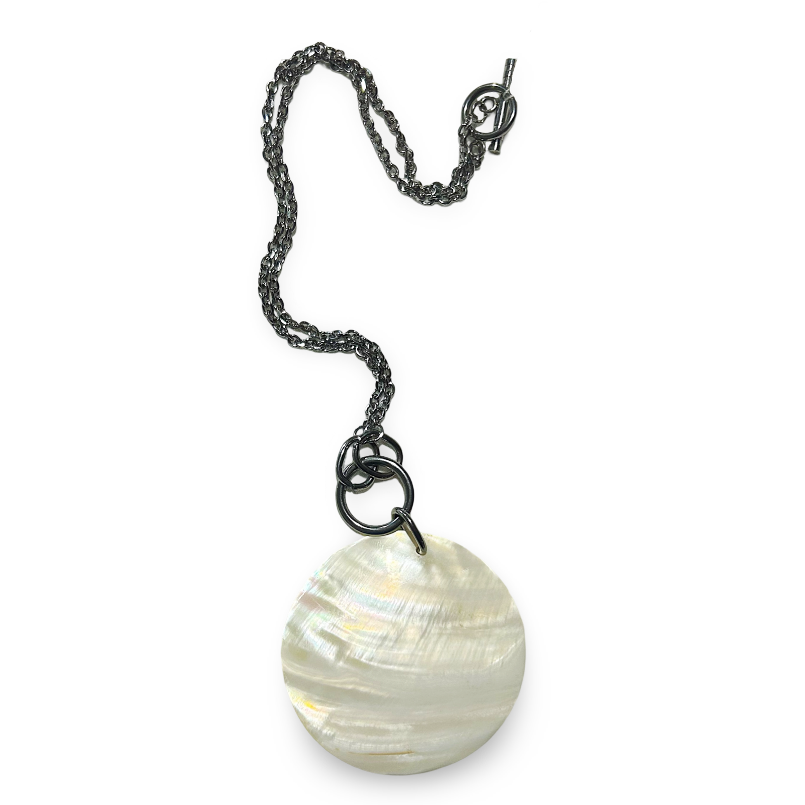 upcycled stainless steel shell necklace