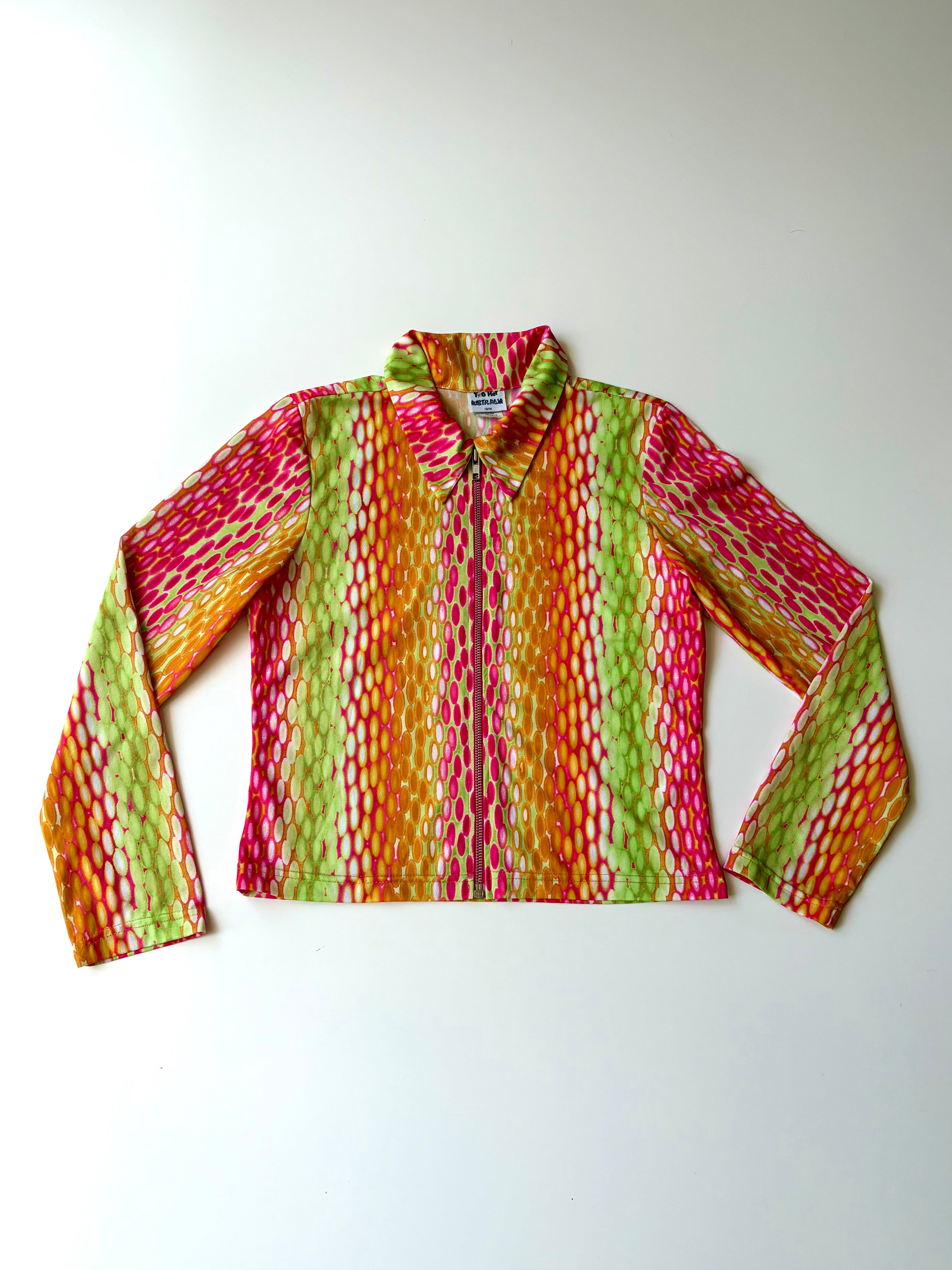 90s Neon Zip Top ✮ Size 12/M