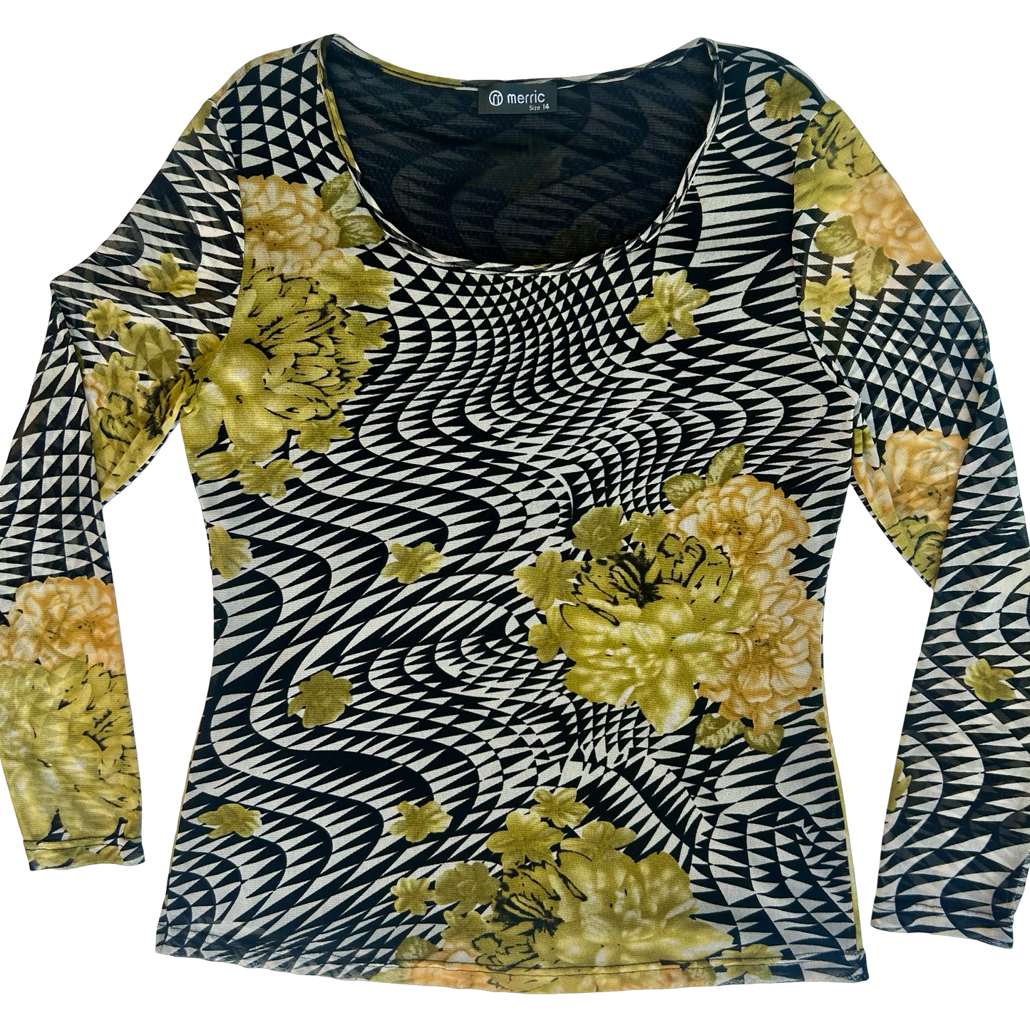 Geometric Floral Longsleeve Top ✮ Size 14