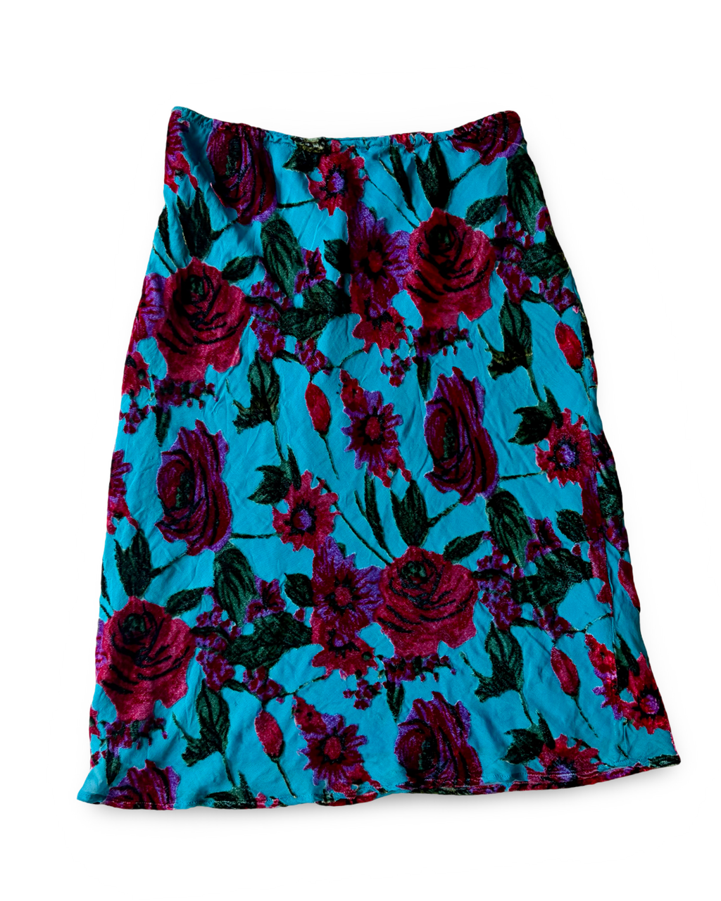 Turquoise Floral Midi Skirt ✮ Size M