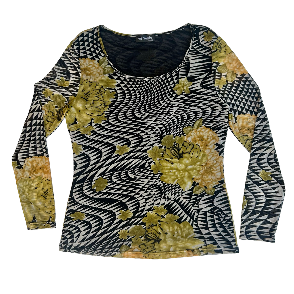 Geometric Floral Longsleeve Top ✮ Size 14