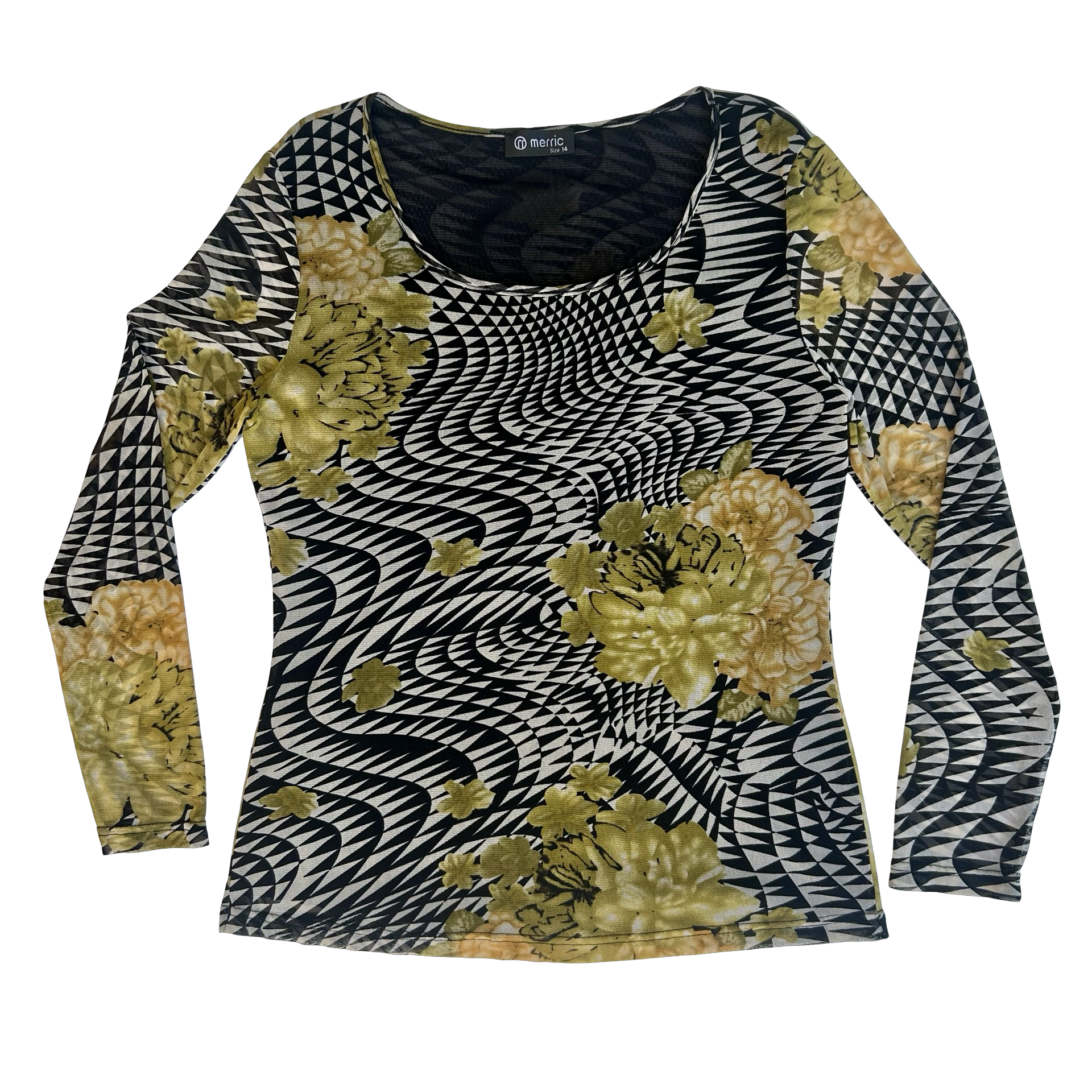 Geometric Floral Longsleeve Top ✮ Size 14