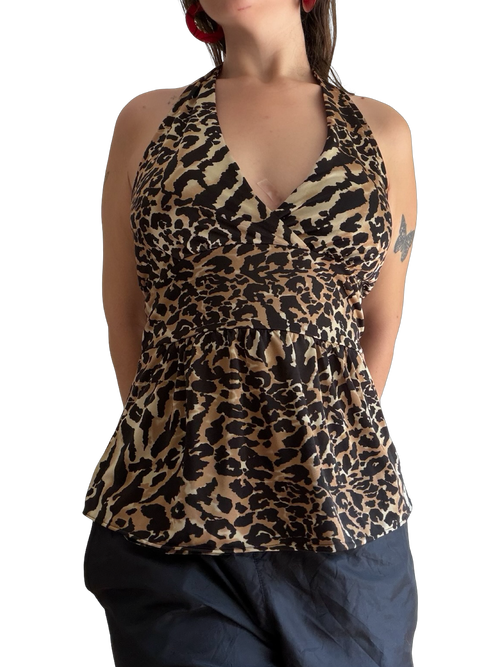 2000s Leopard Print Halter Top ✮ Size M