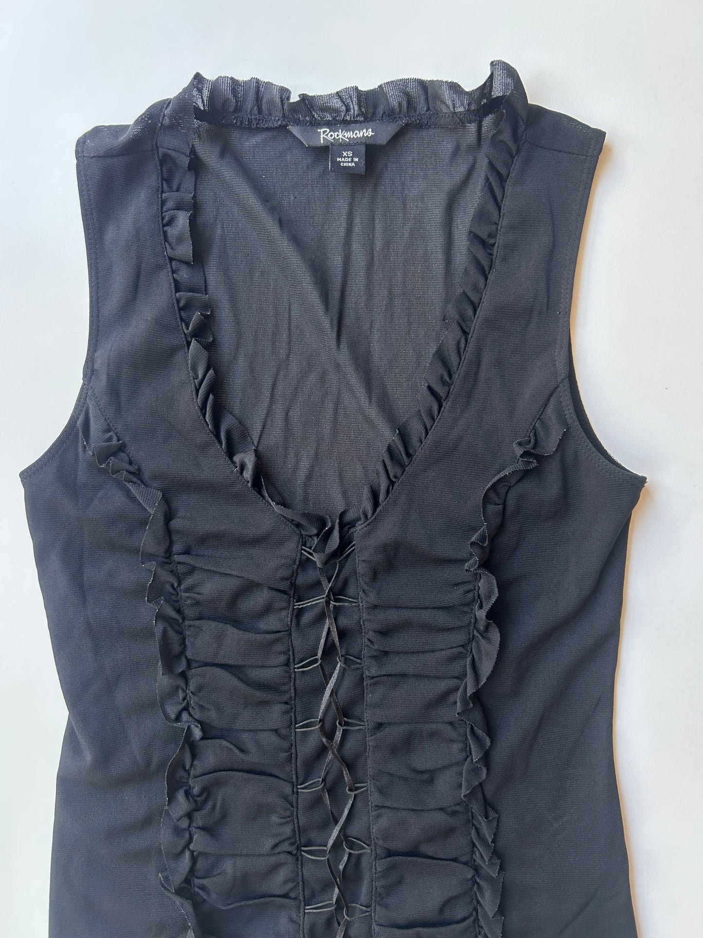 90s Lace Up Ruffle Top ✮ Size XS-M