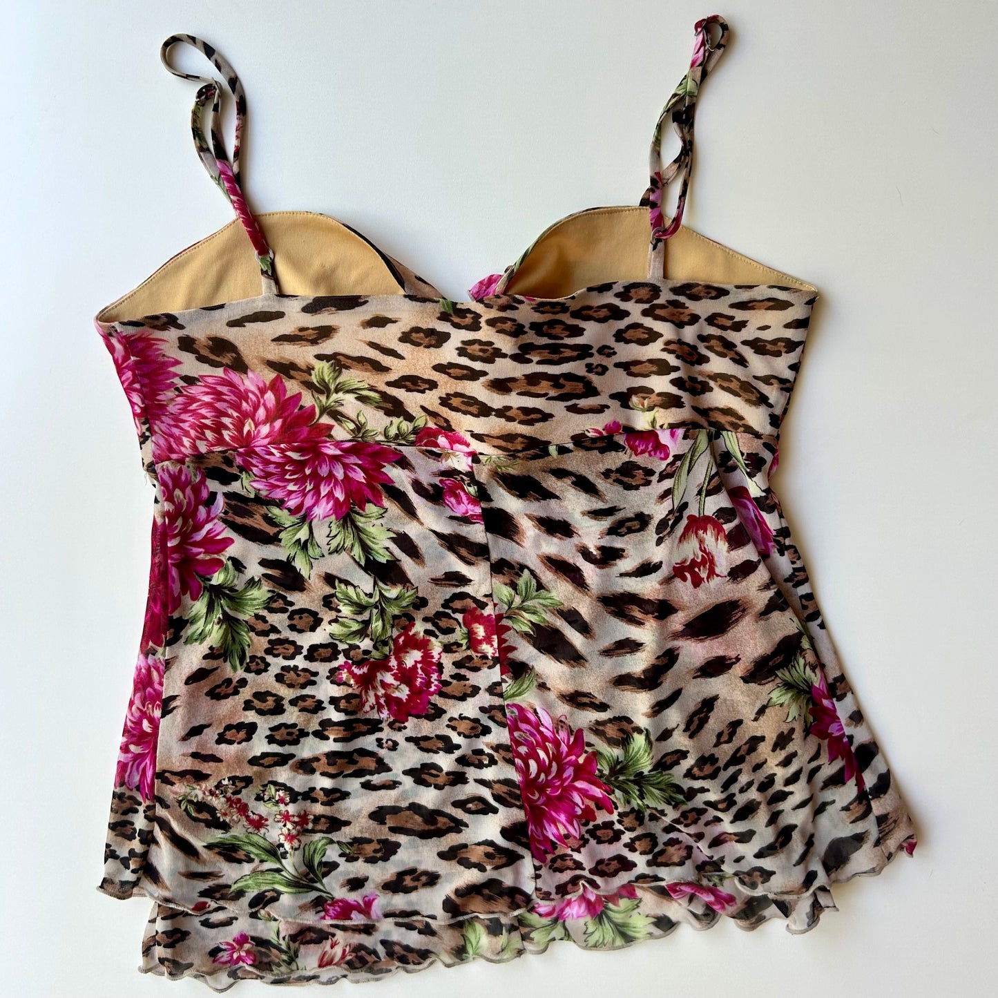 Vintage Floral leopard print cami ✮ Size M