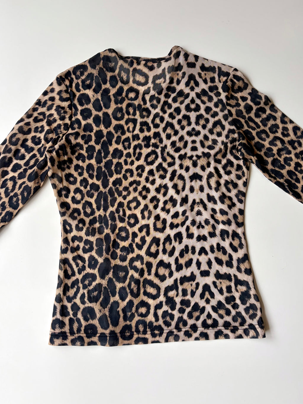 90s Leopard Print Mesh Longsleeve Top ✮ Size M*