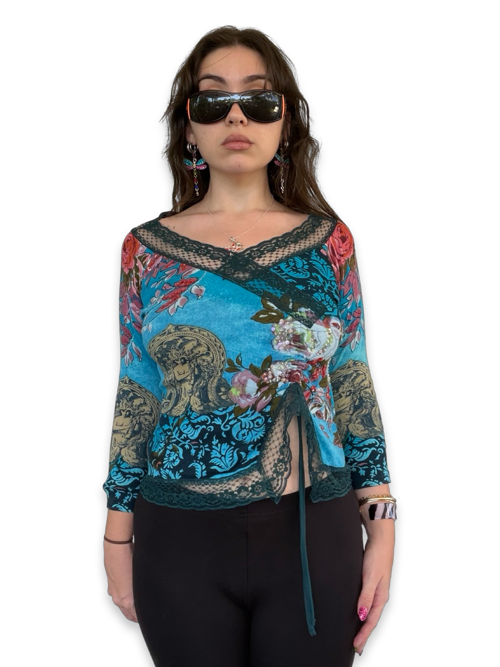 Rene Derhy Blue Wrap Top ✮ Size M