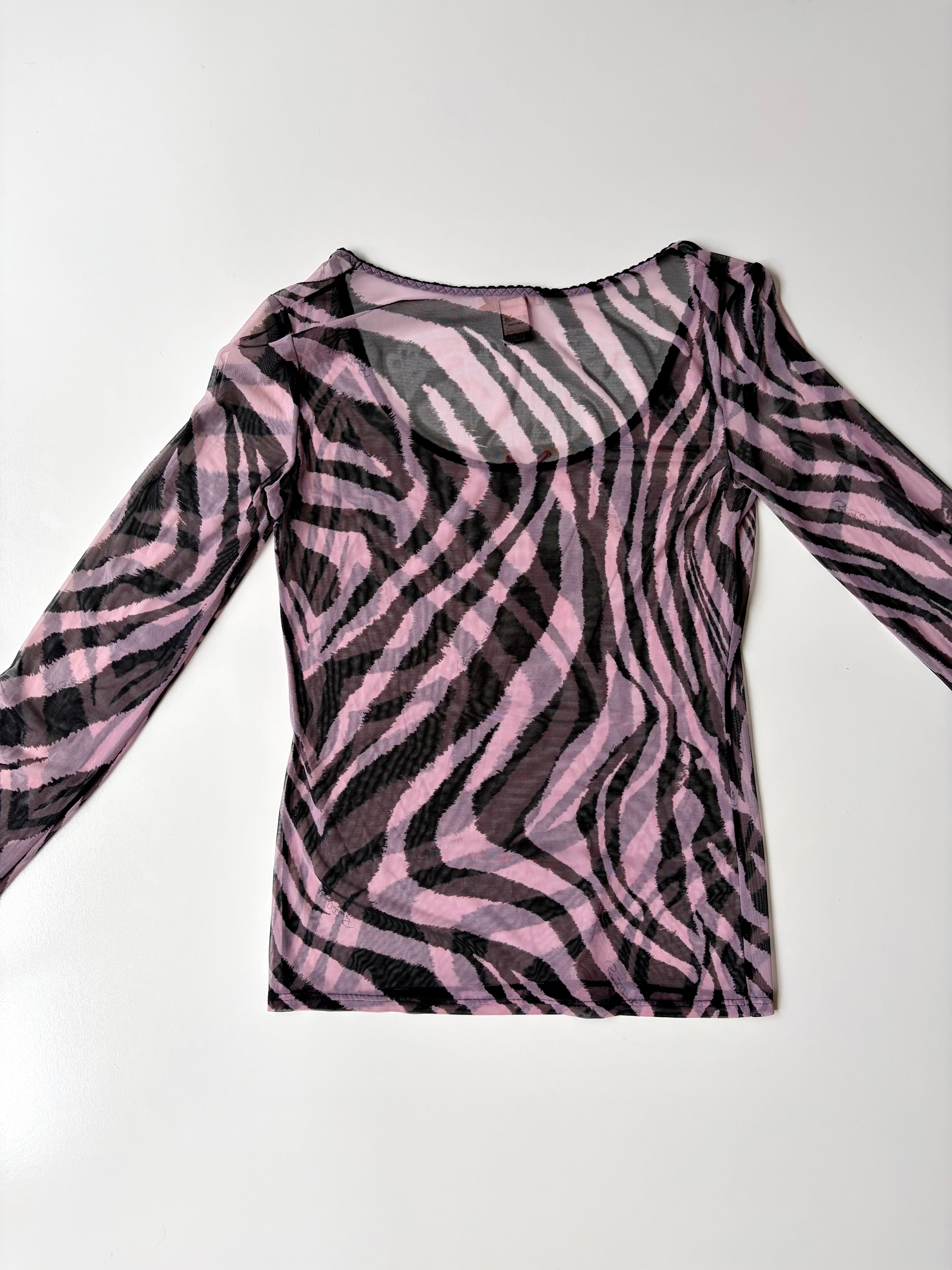 RARE Roberto Cavalli Pink Zebra Mesh Top  ✮ Size 42 (M)