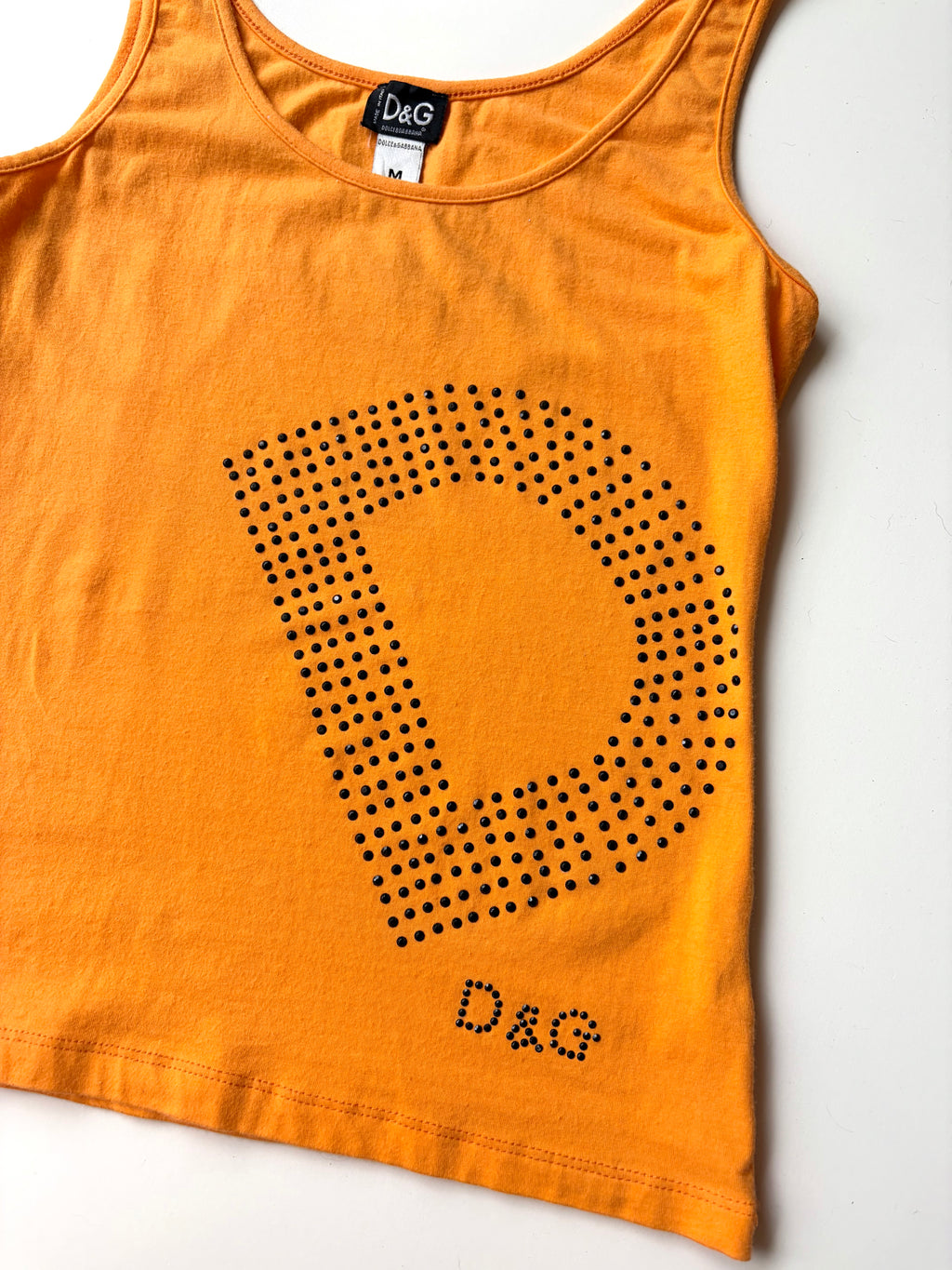 D&G Orange Rhinestone Logo Tank ✮ Size M