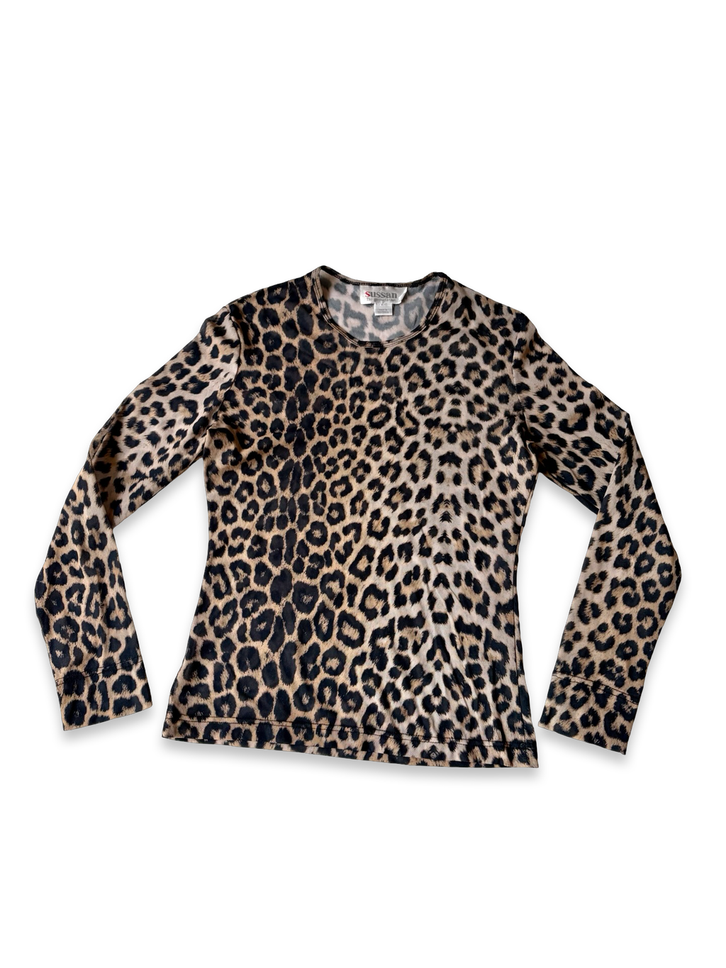 90s Leopard Print Mesh Longsleeve Top ✮ Size M*