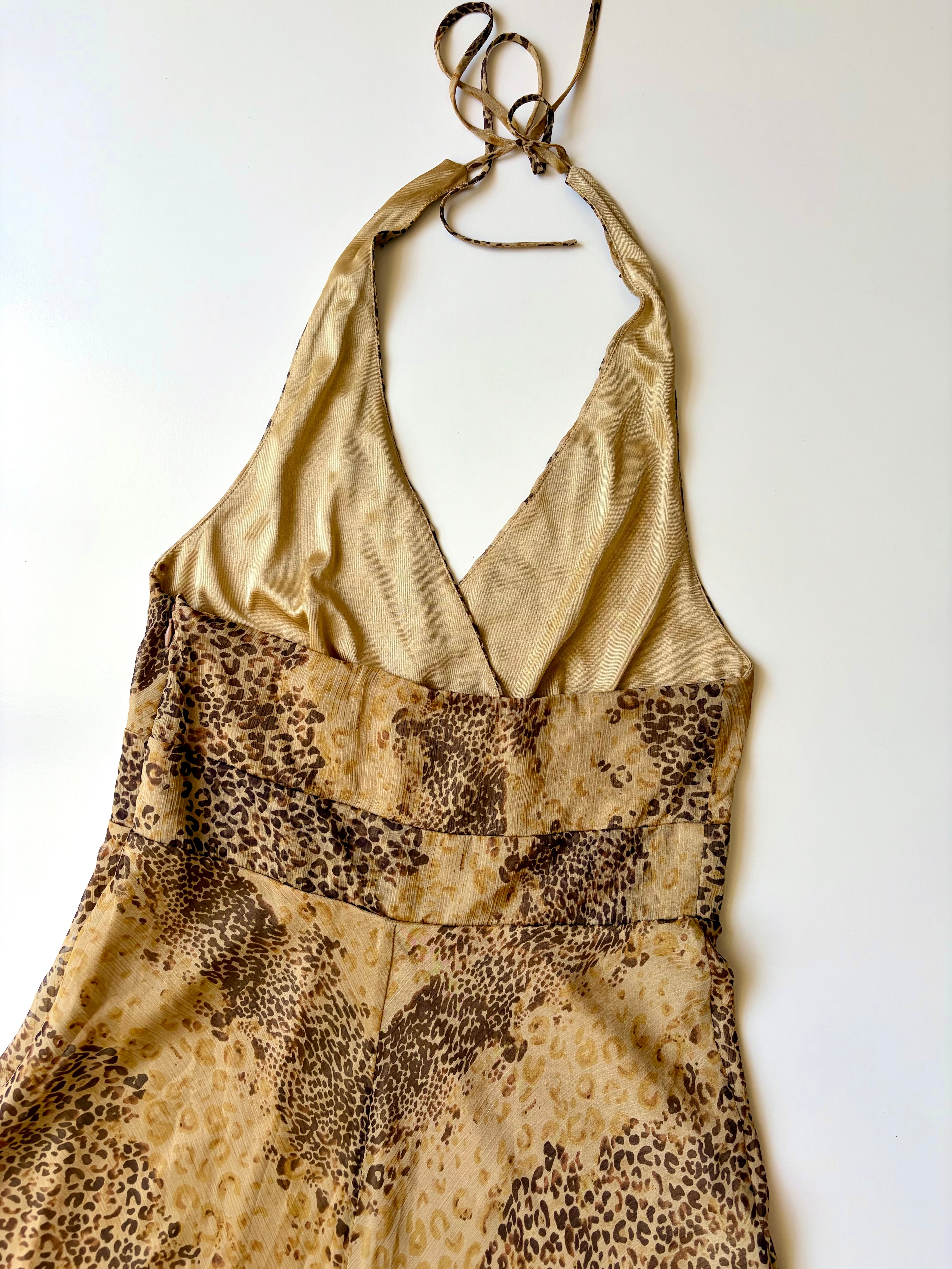 90s Leopard Print Fairy Halter Dress ✮ Size 12*