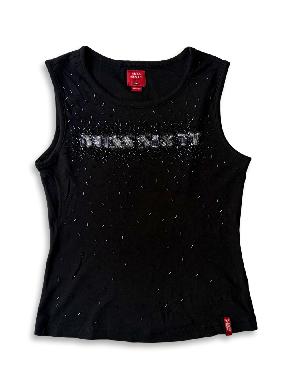 Miss Sixty Beaded Logo Tank ✮ Size M