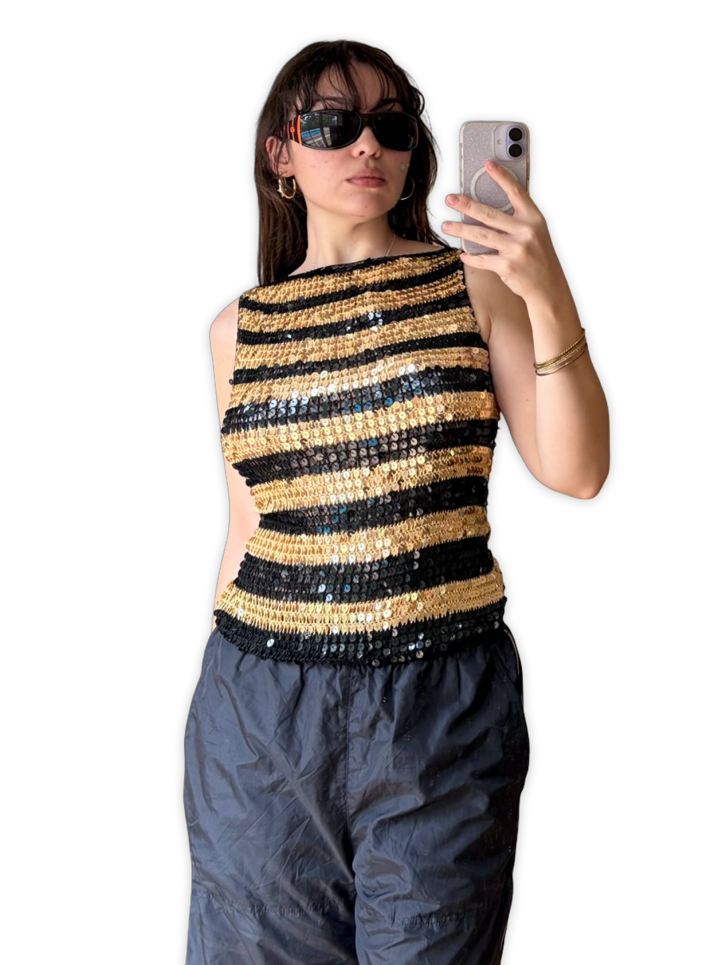 Vintage Black and Gold Sequin Top ✮ Size M-L*