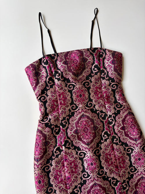 2000s baroque print mini dress ✮ Size 6