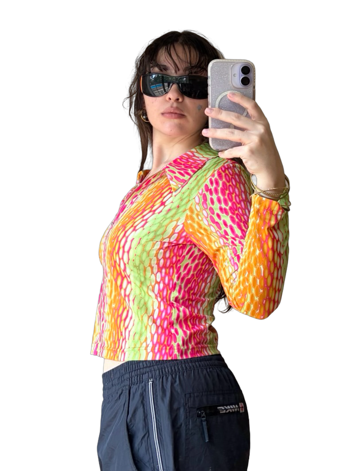90s Neon Zip Top ✮ Size 12/M