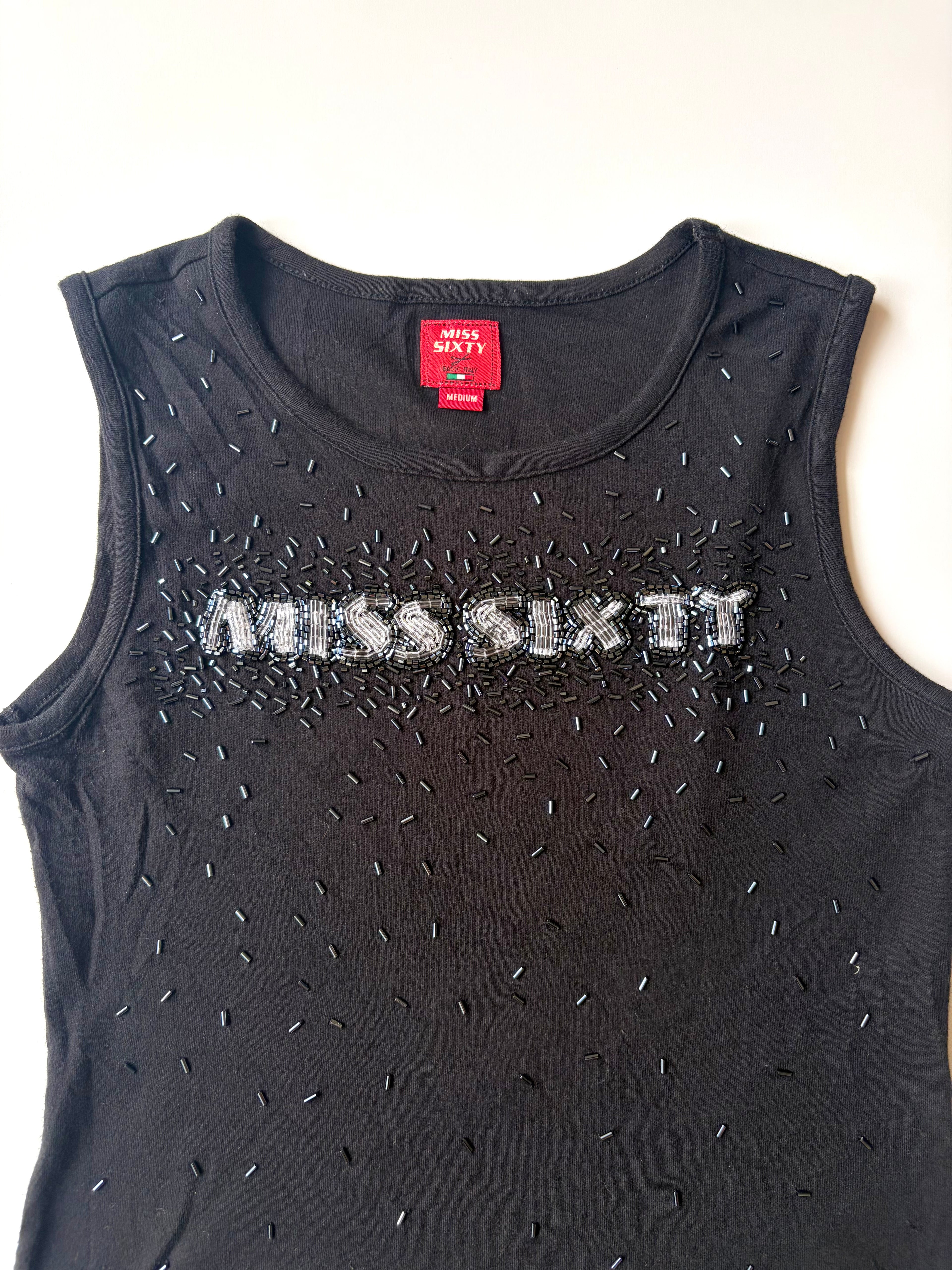Miss Sixty Beaded Logo Tank ✮ Size M