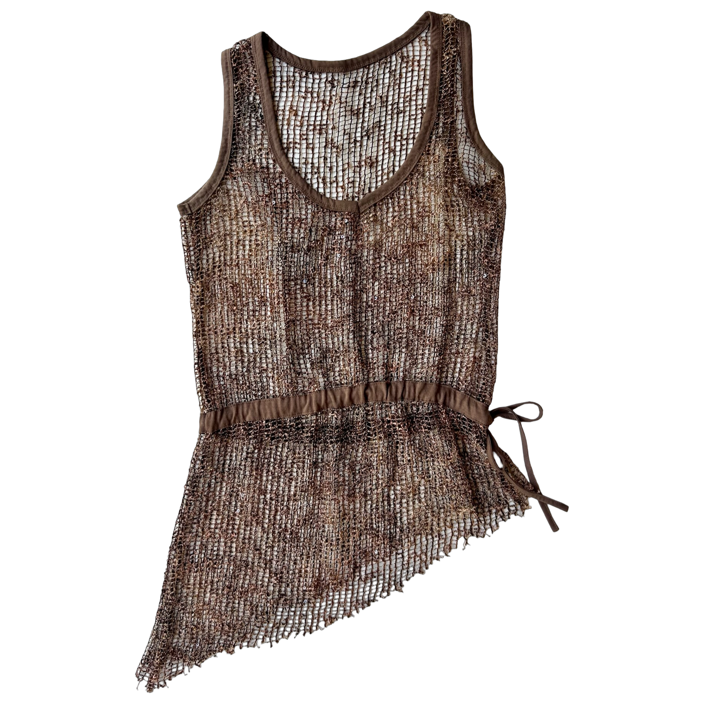 Brown Mesh Sequin Top ✮ Size M