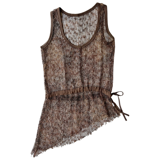 Brown Mesh Sequin Top ✮ Size M