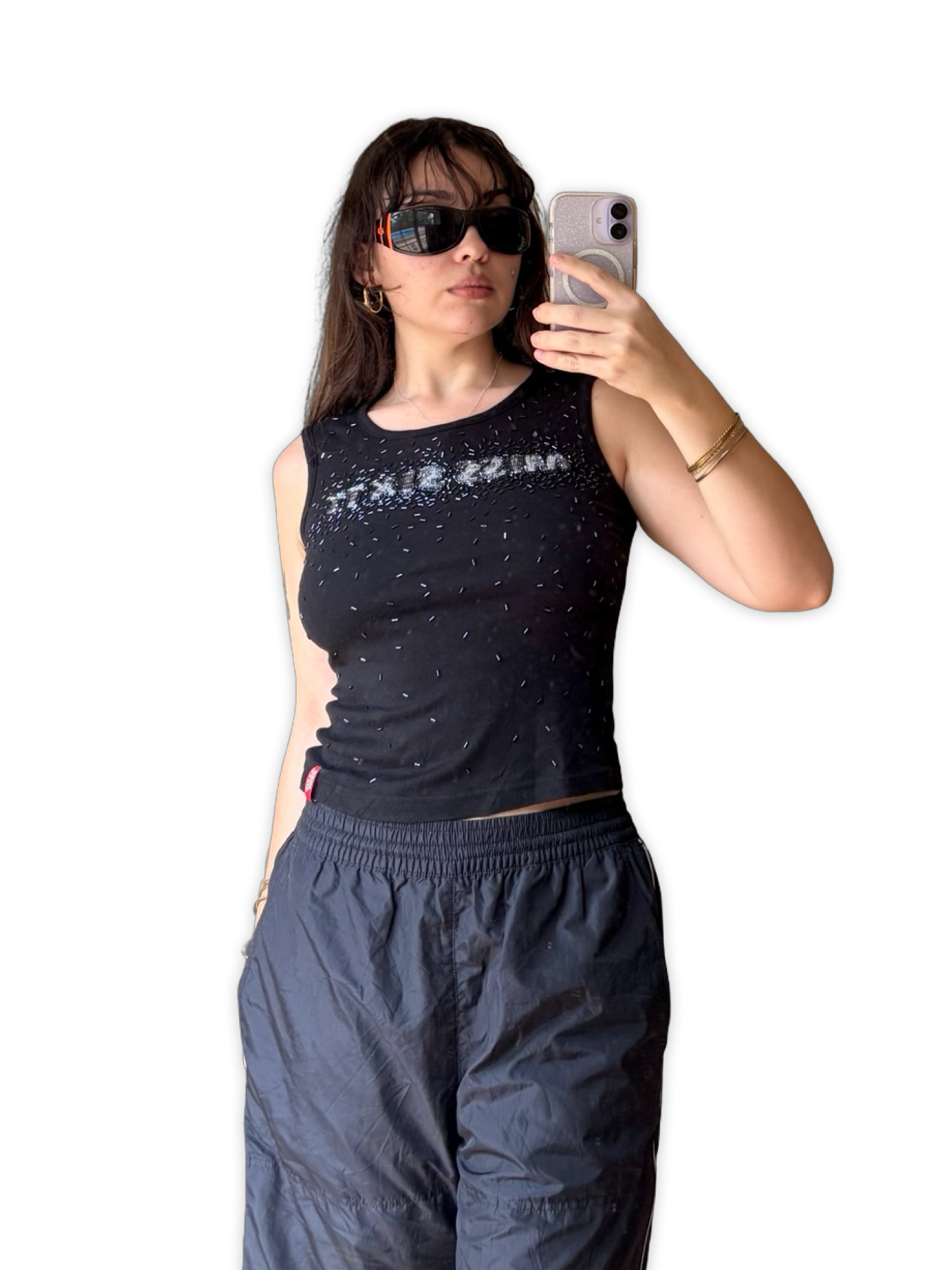 Miss Sixty Beaded Logo Tank ✮ Size M