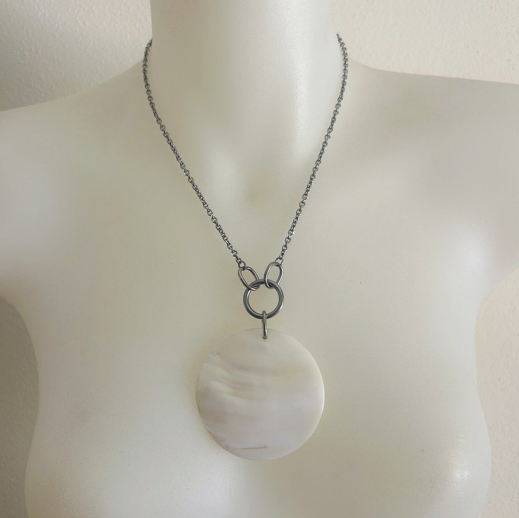 upcycled stainless steel shell necklace