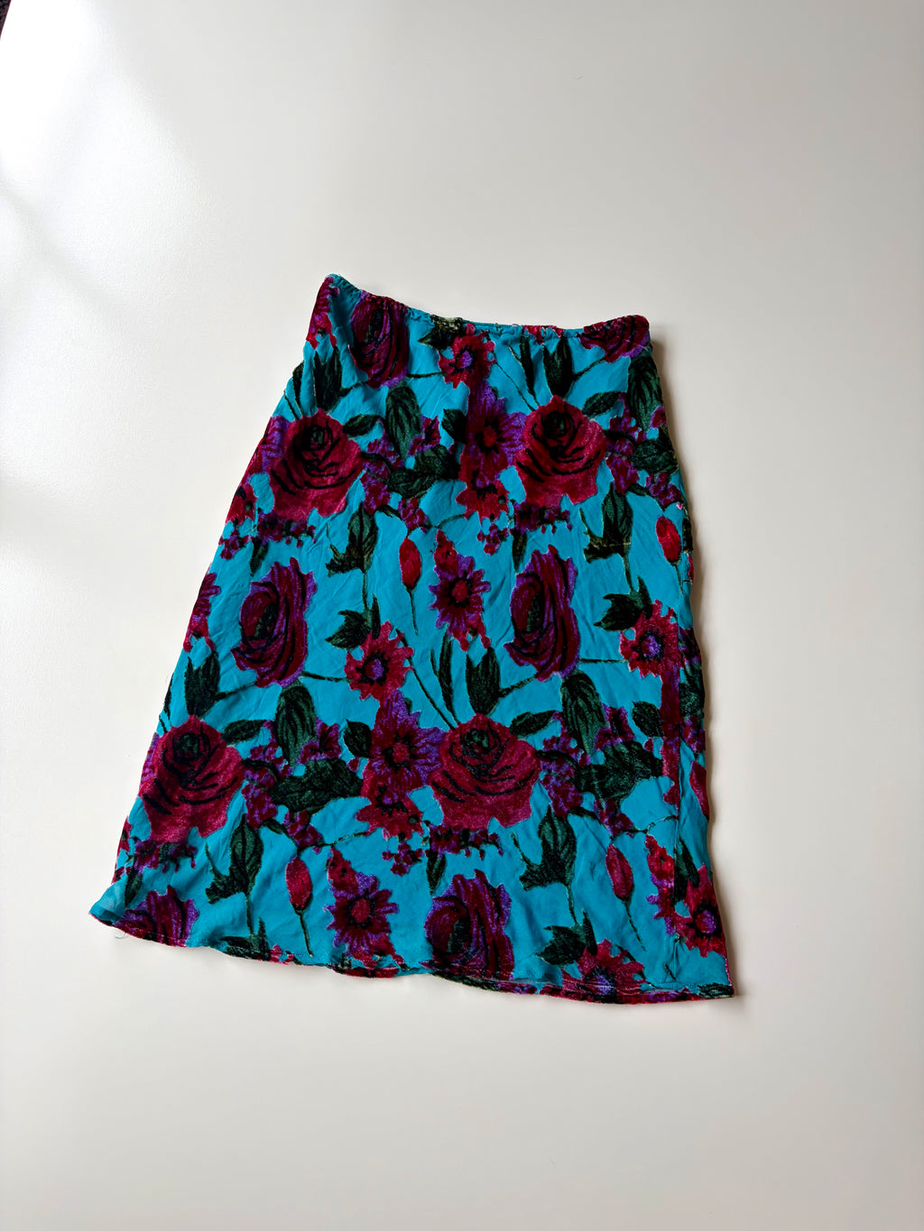 Turquoise Floral Midi Skirt ✮ Size M