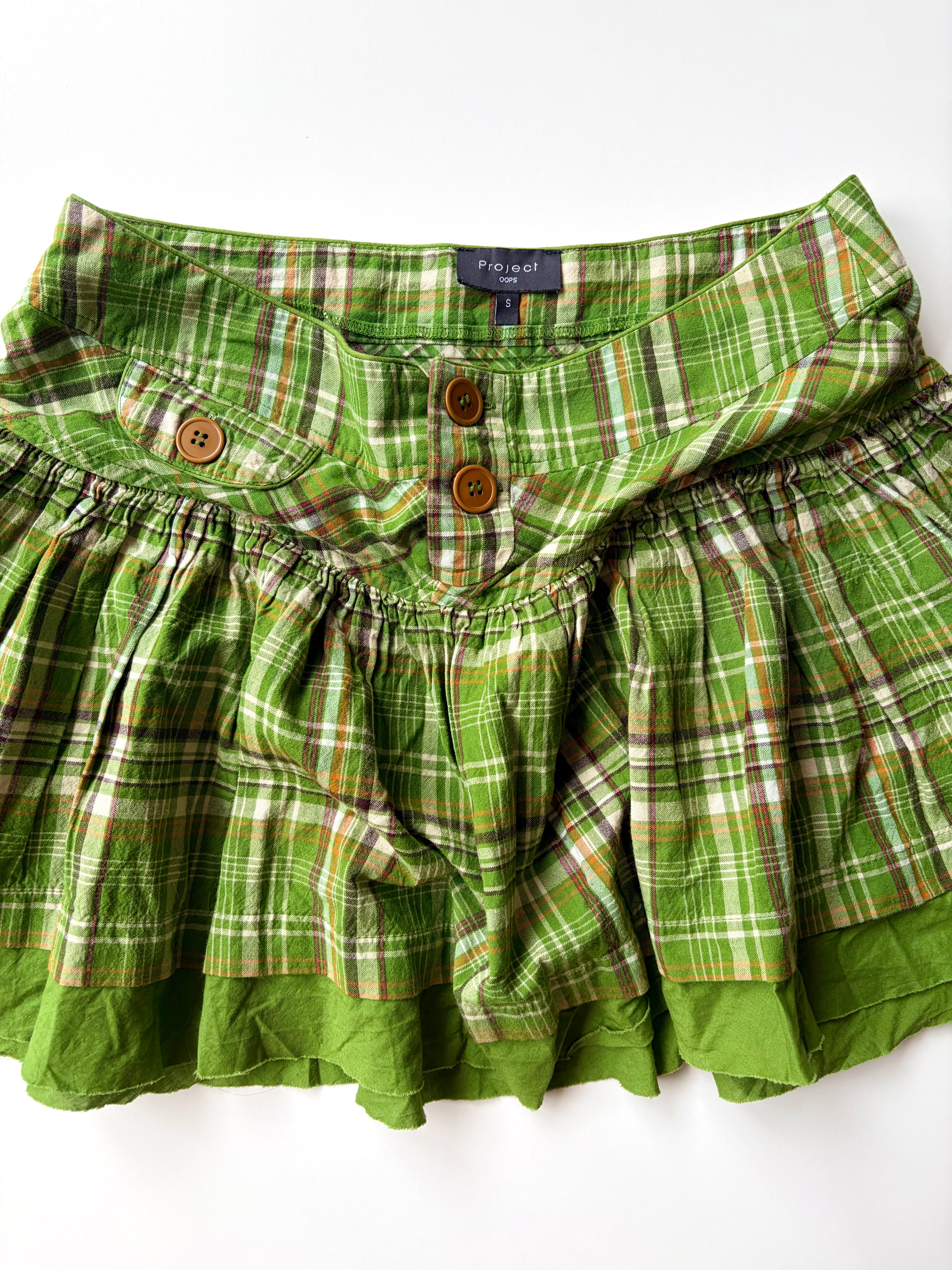 Vintage Green Plaid Mini Skirt ✮ Size S