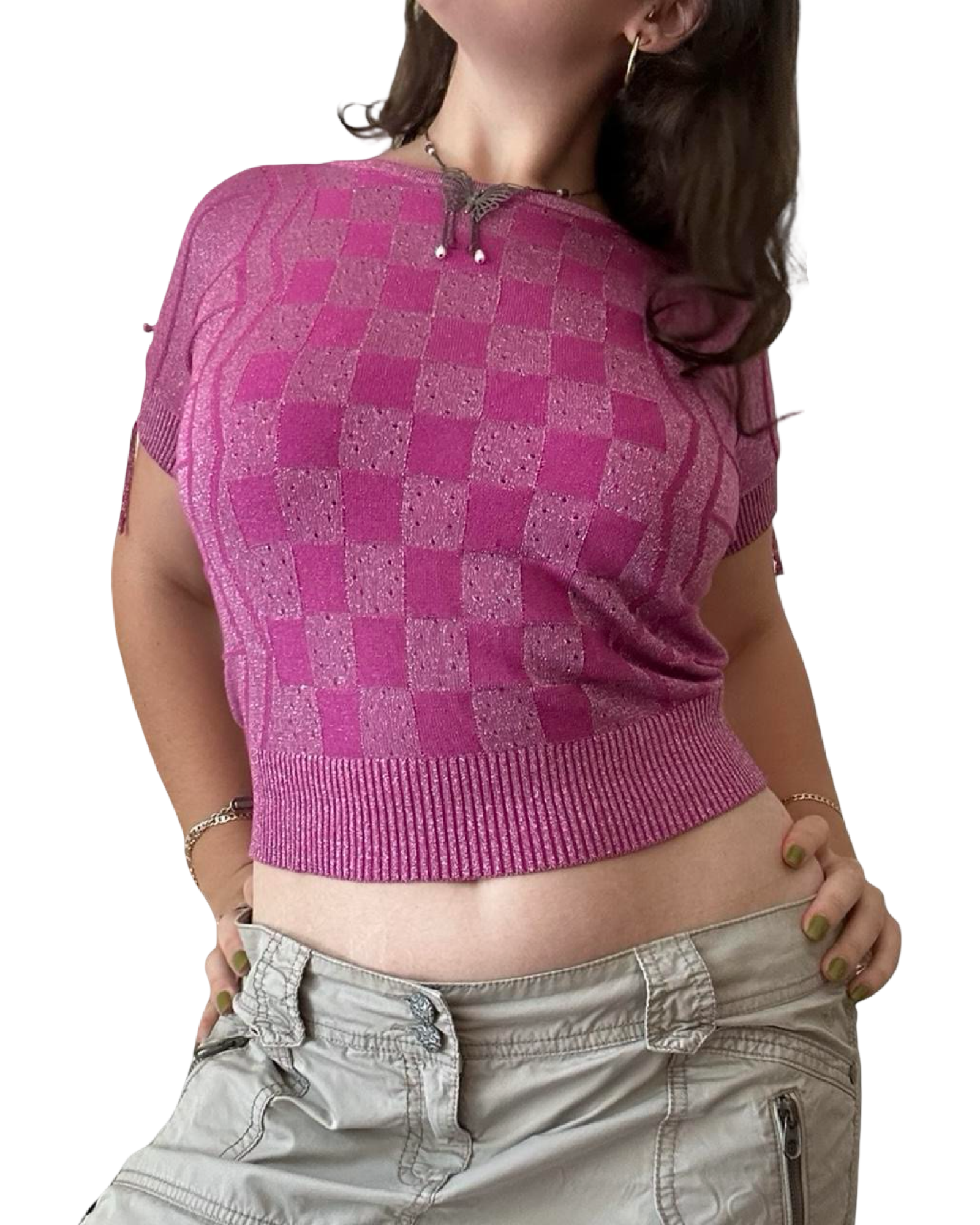Fuchsia Glitter Knit Top ✮ Size M