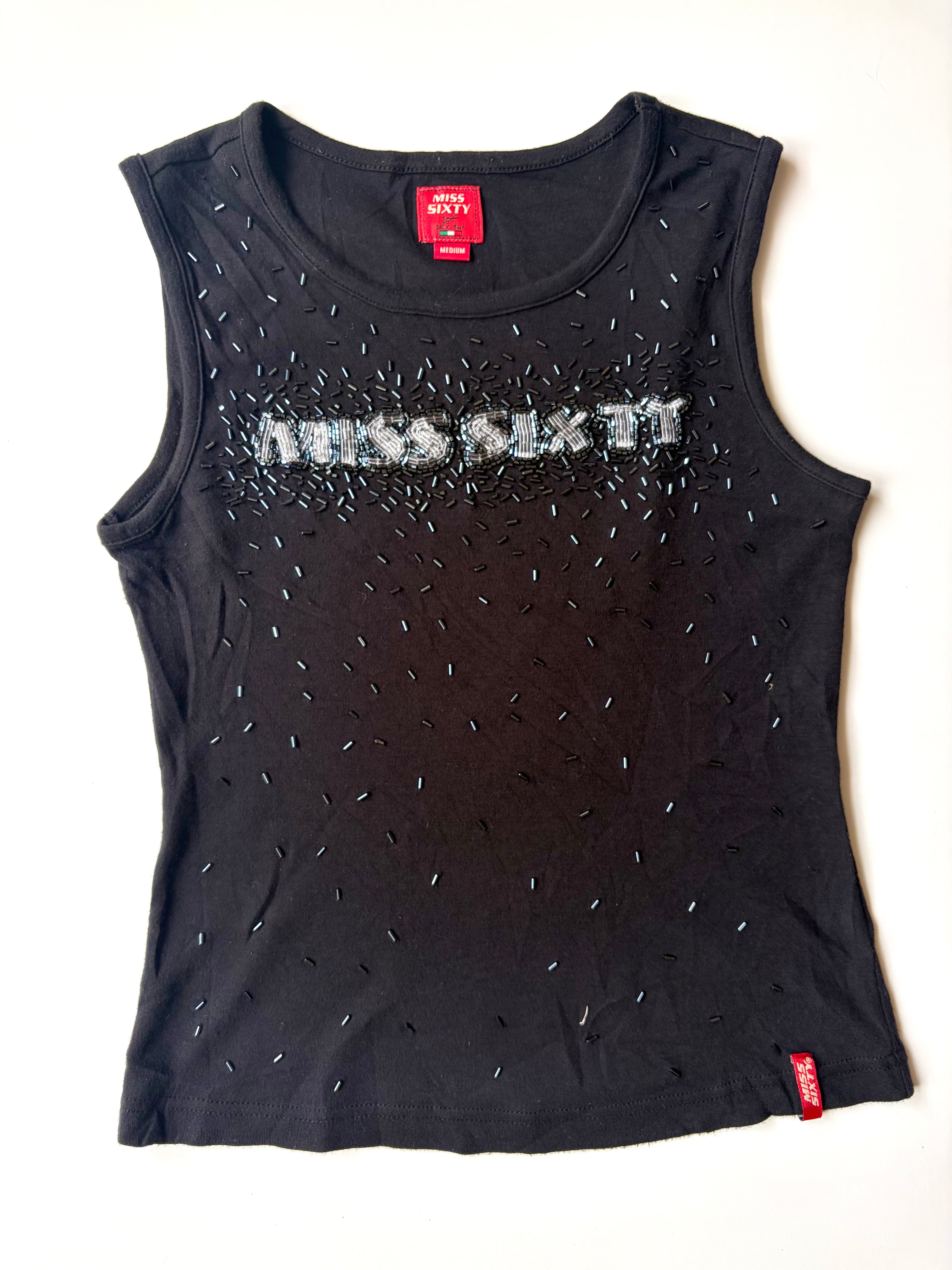 Miss Sixty Beaded Logo Tank ✮ Size M