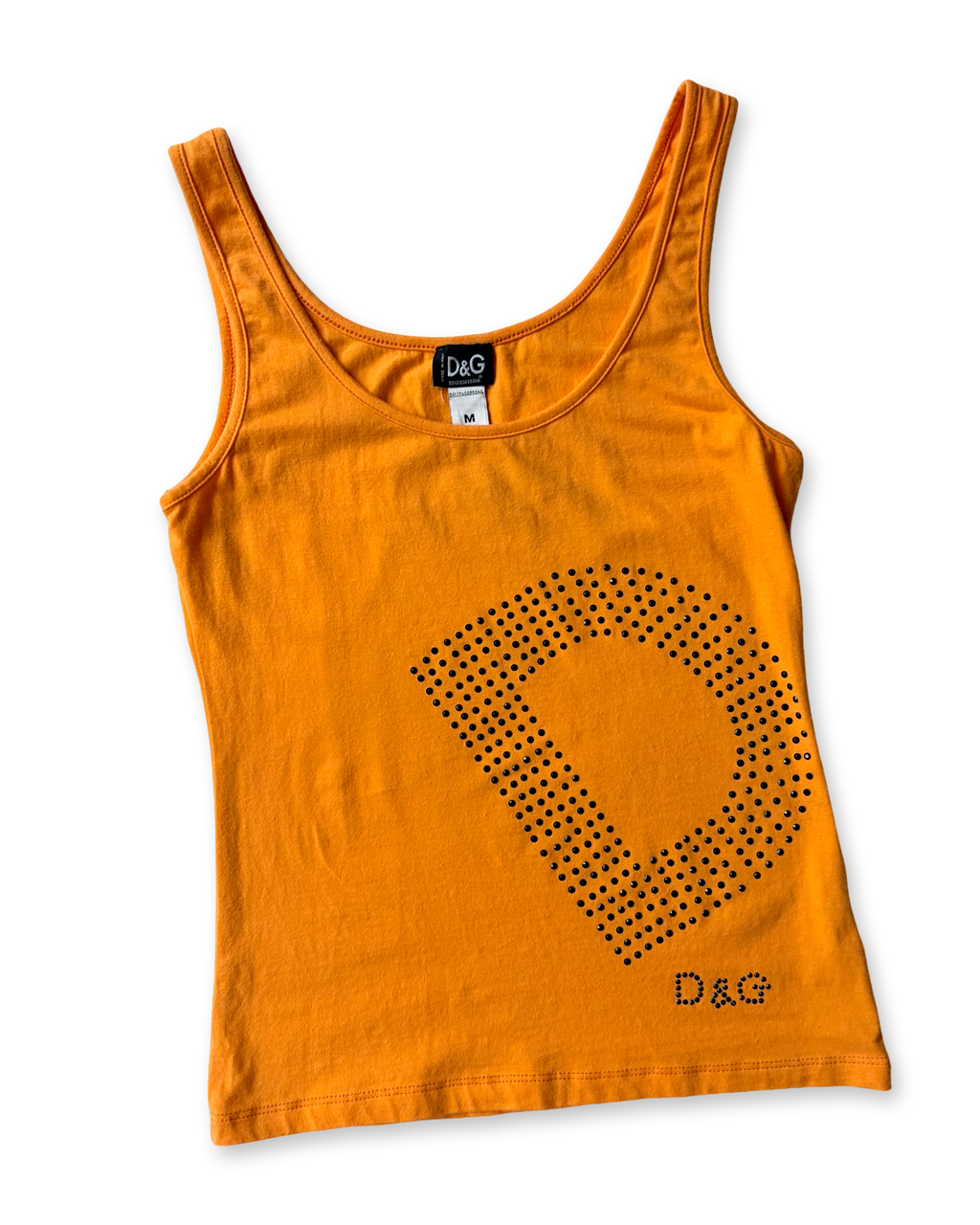 D&G Orange Rhinestone Logo Tank ✮ Size M