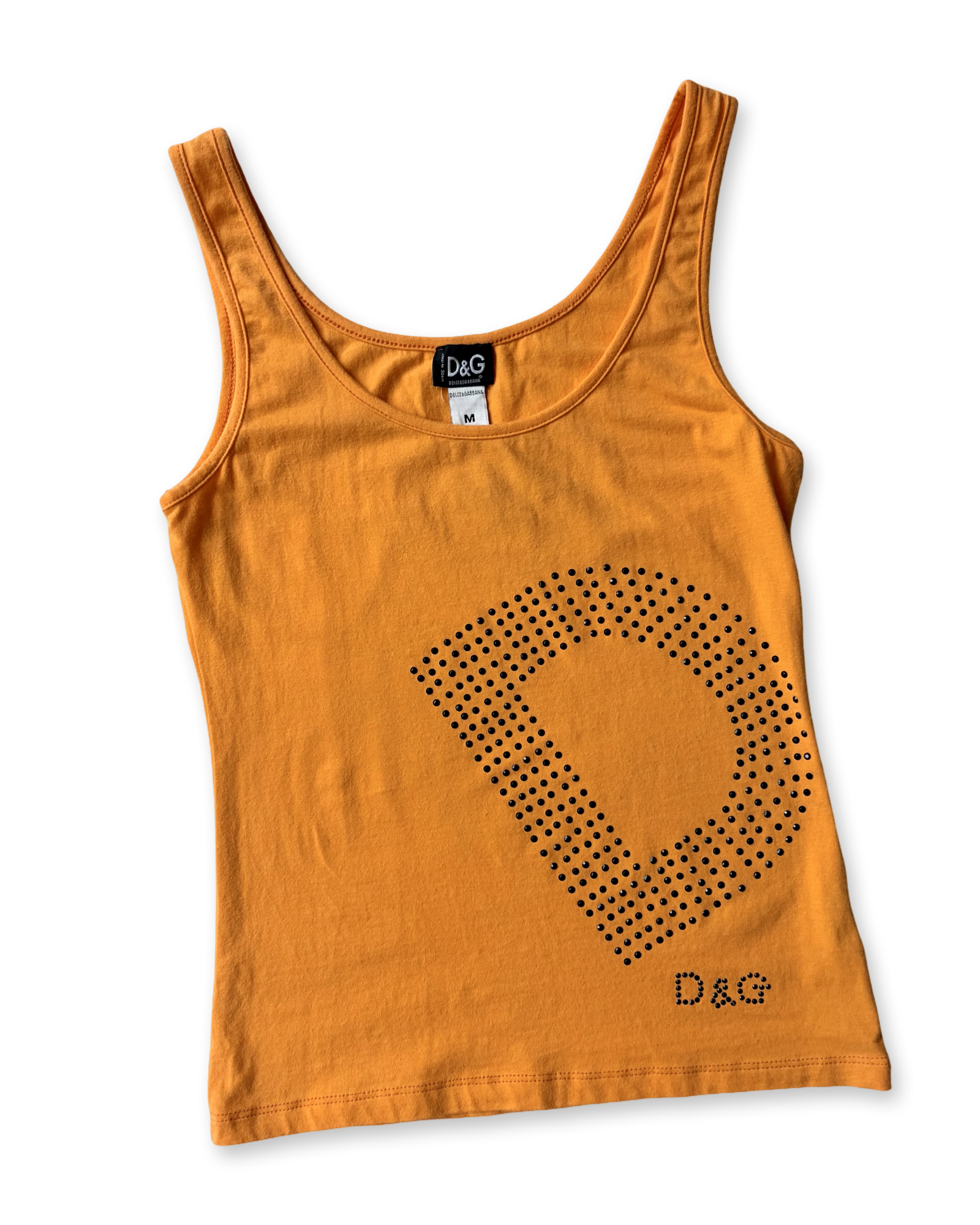 D&G Orange Rhinestone Logo Tank ✮ Size M