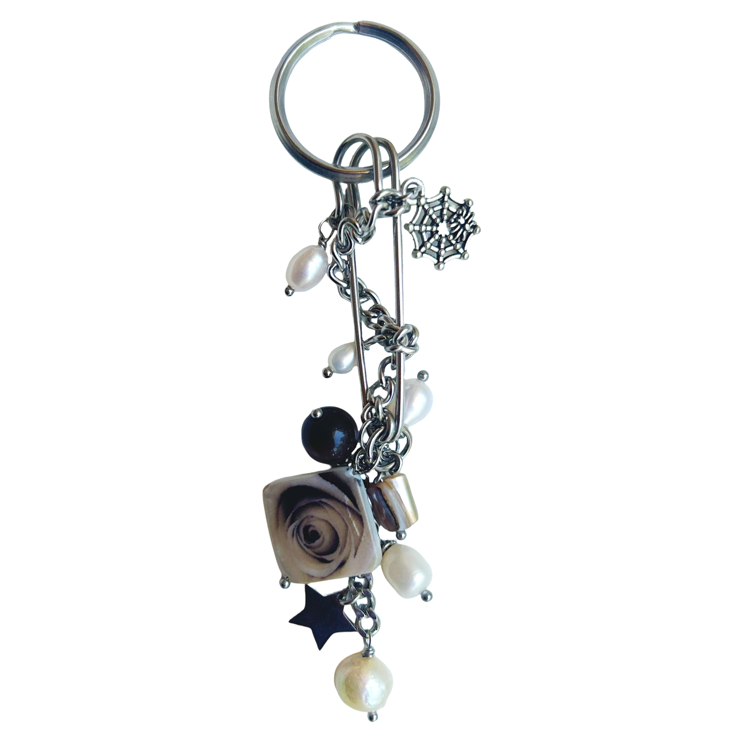 upcycled safety pin key chain