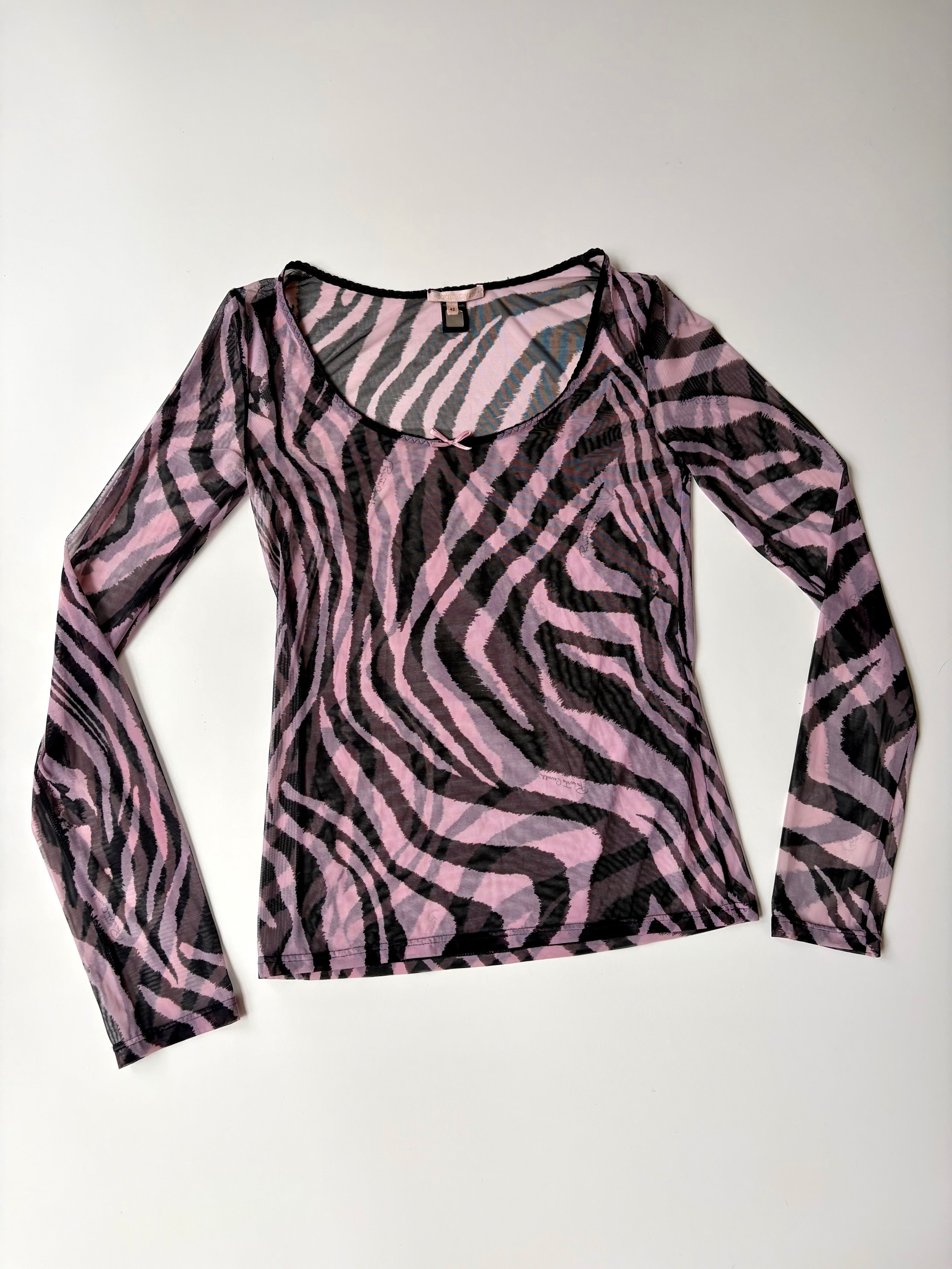 RARE Roberto Cavalli Pink Zebra Mesh Top  ✮ Size 42 (M)