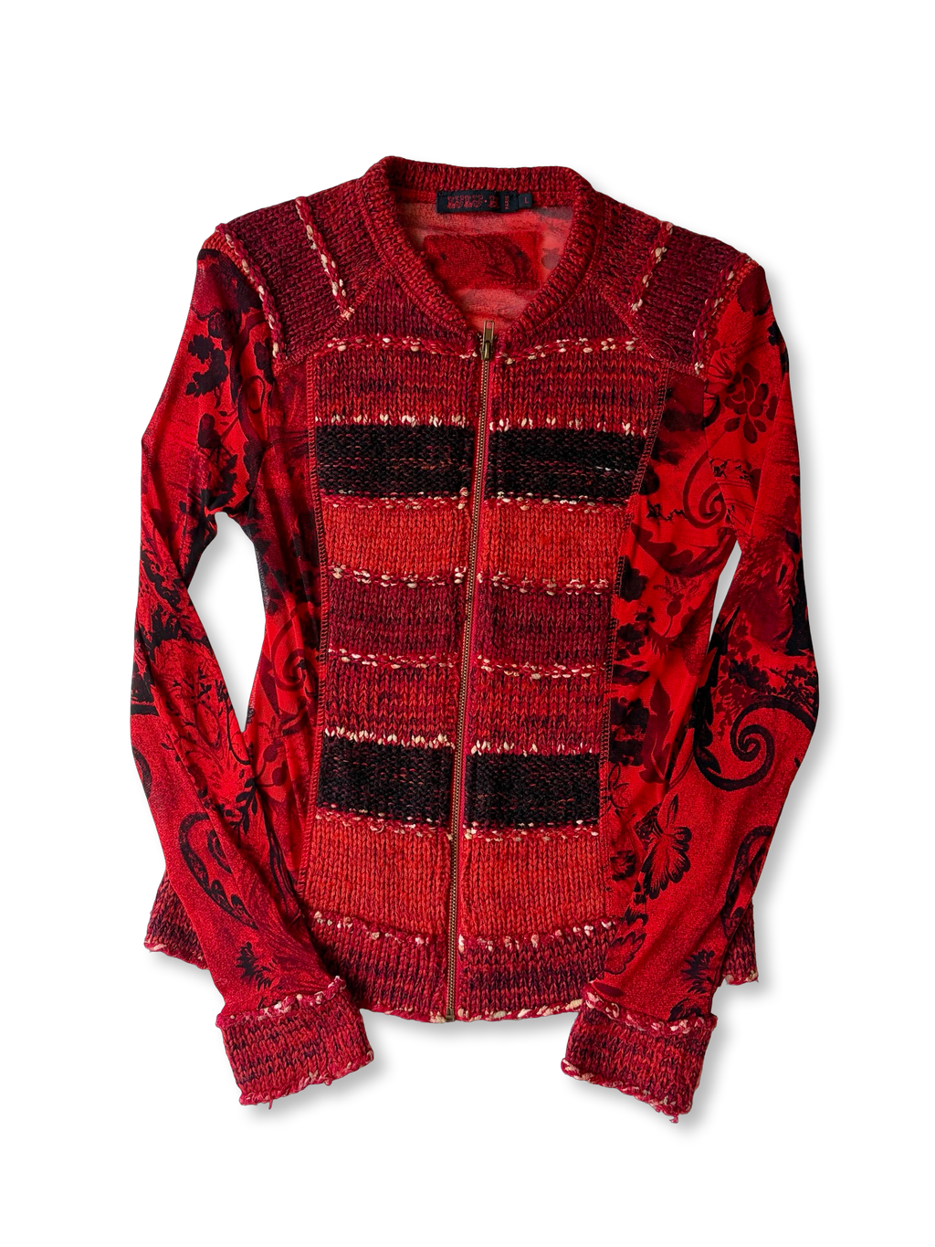 RARE Lulu H Paris Mesh/Knit Zip Top ✮ Size L