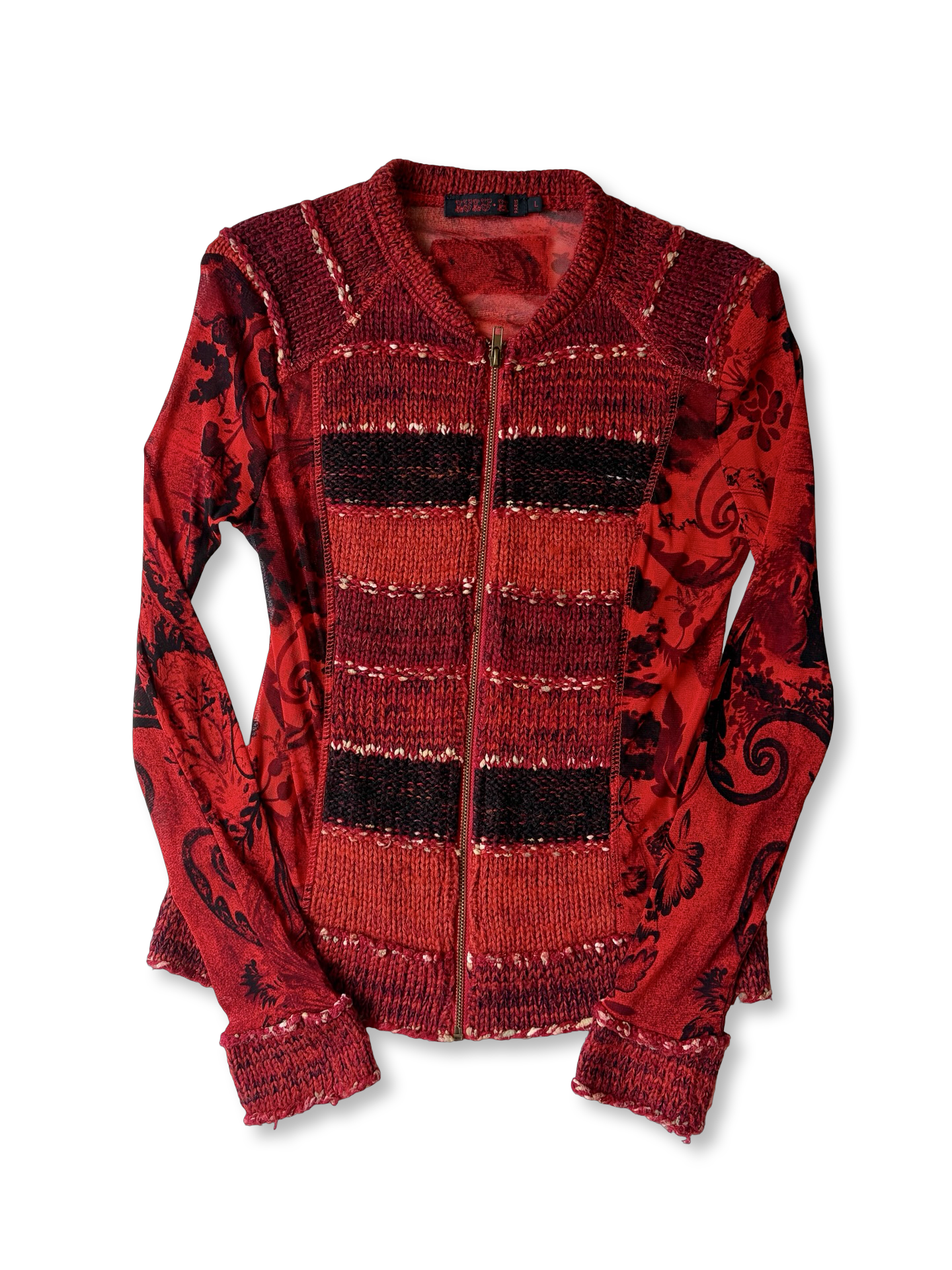 RARE Lulu H Paris Mesh/Knit Zip Top ✮ Size L