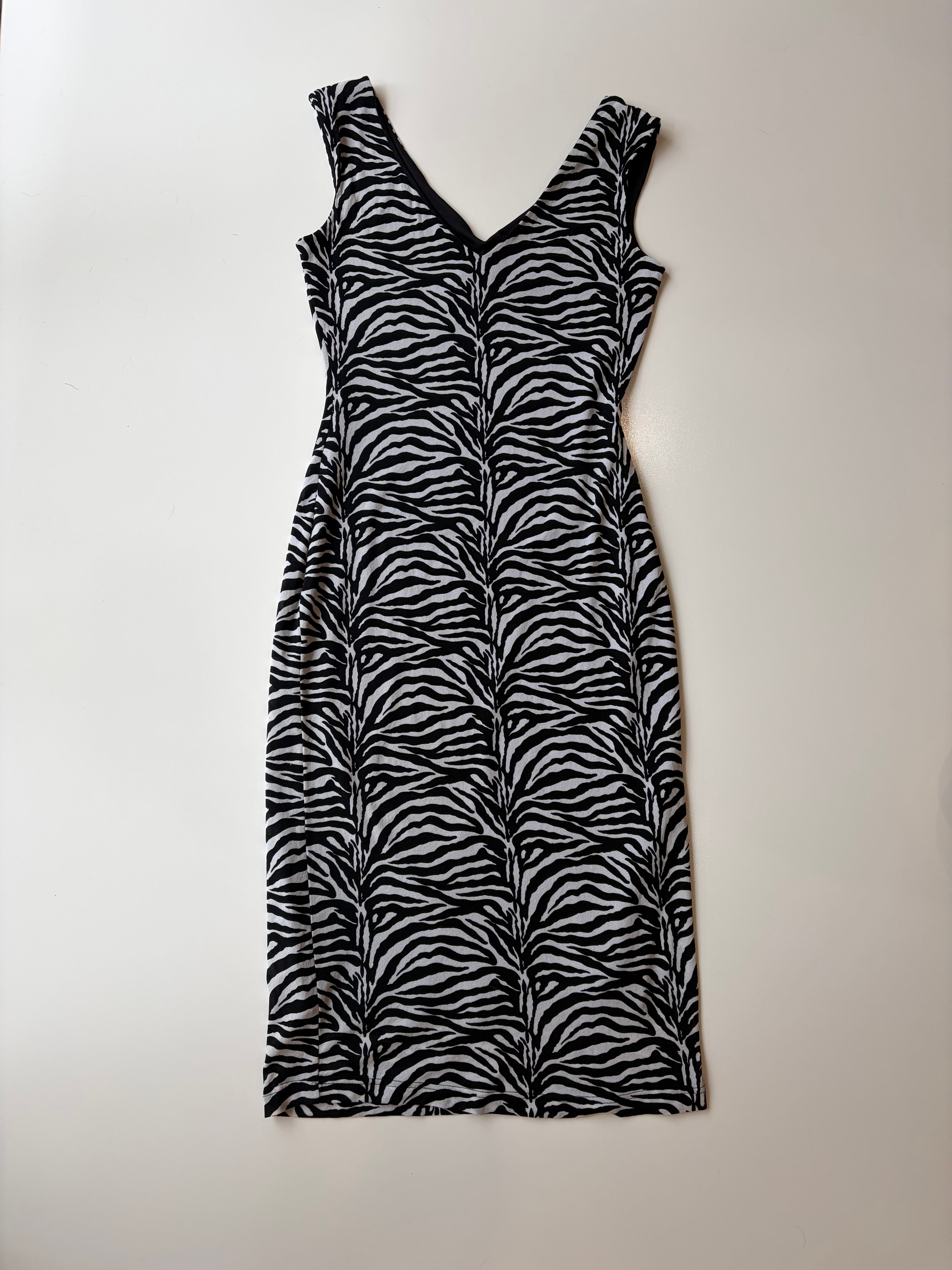 Vintage Zebra Print Bodycon Midi Dress ✮ Size 12