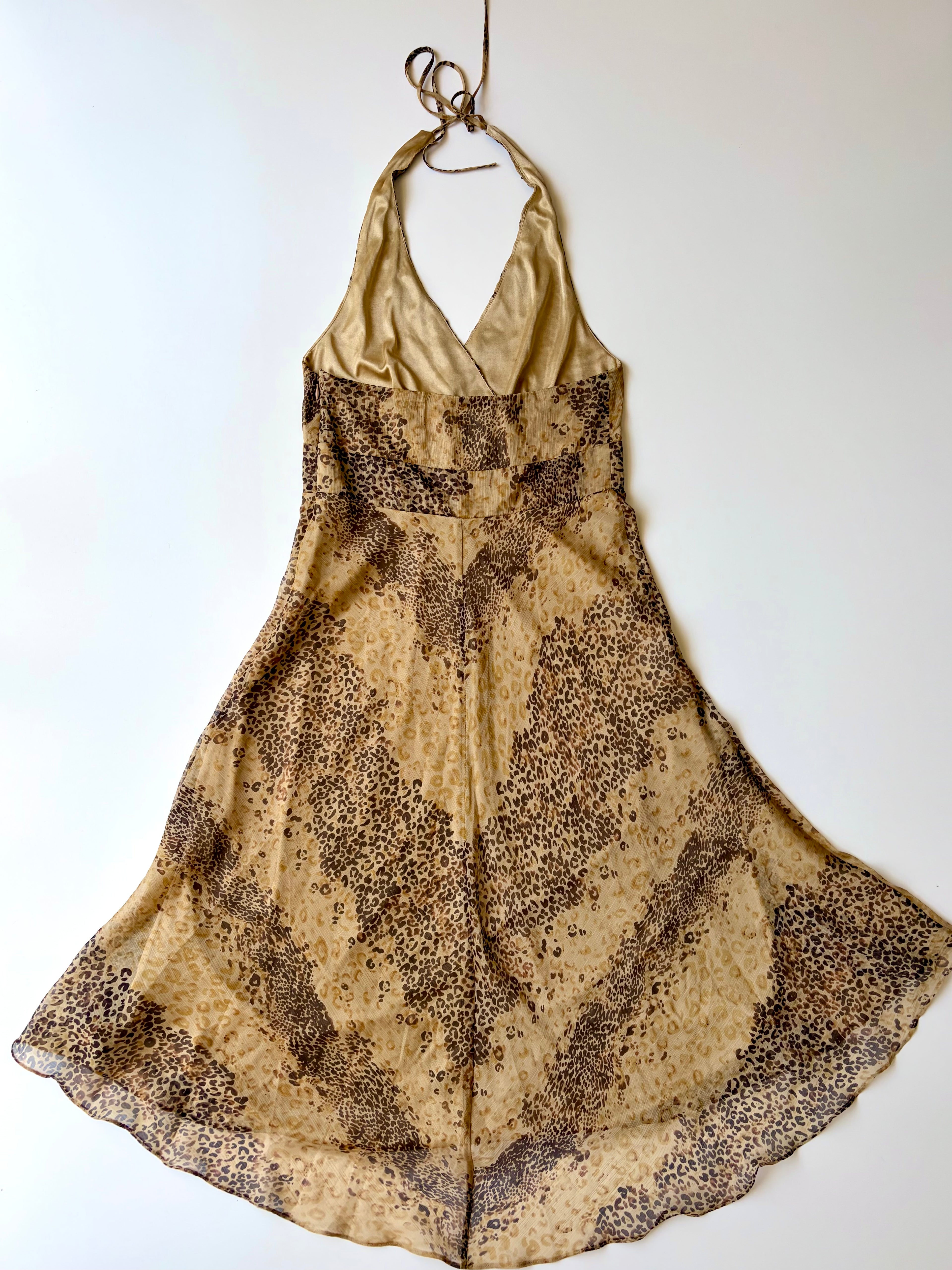 90s Leopard Print Fairy Halter Dress ✮ Size 12*
