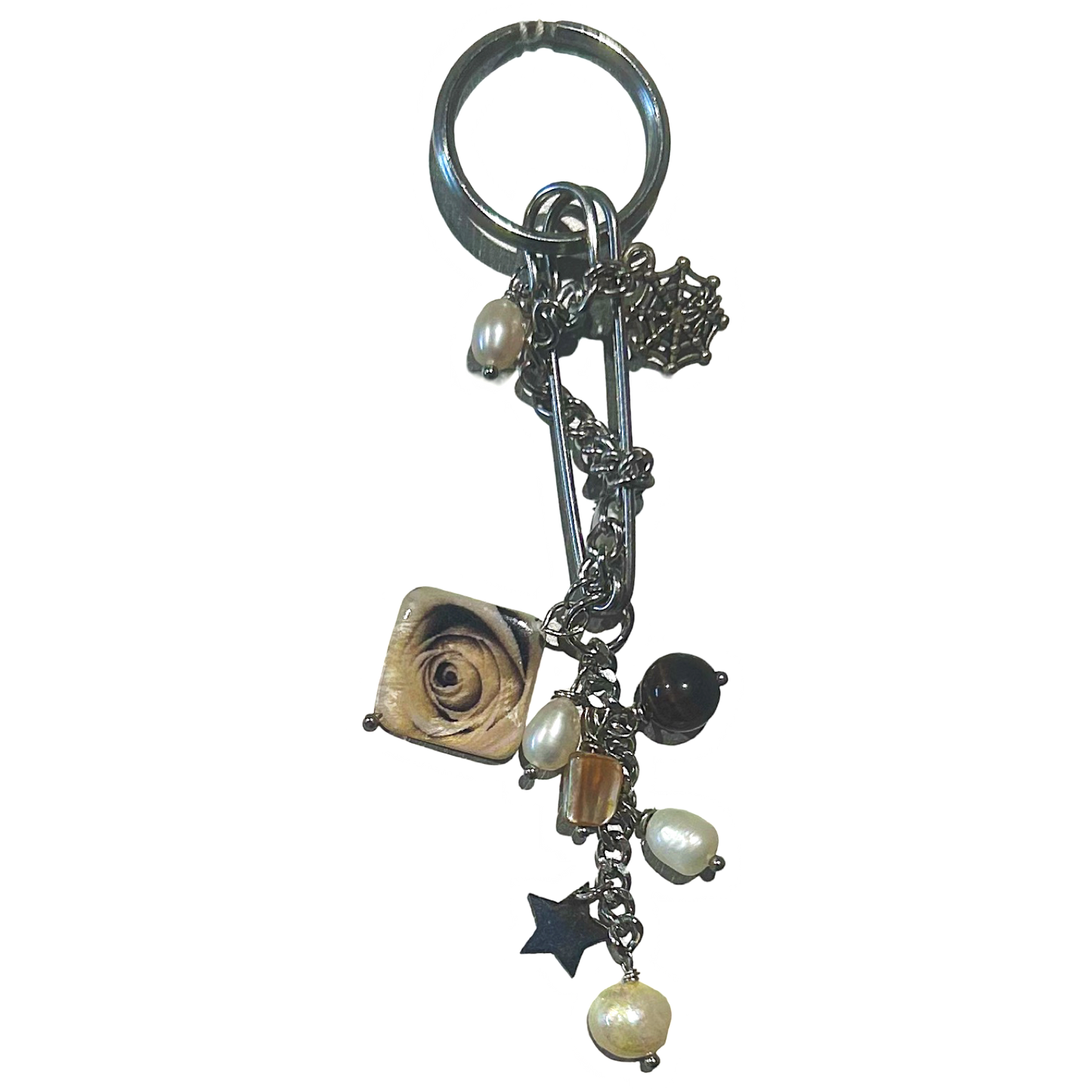 upcycled safety pin key chain