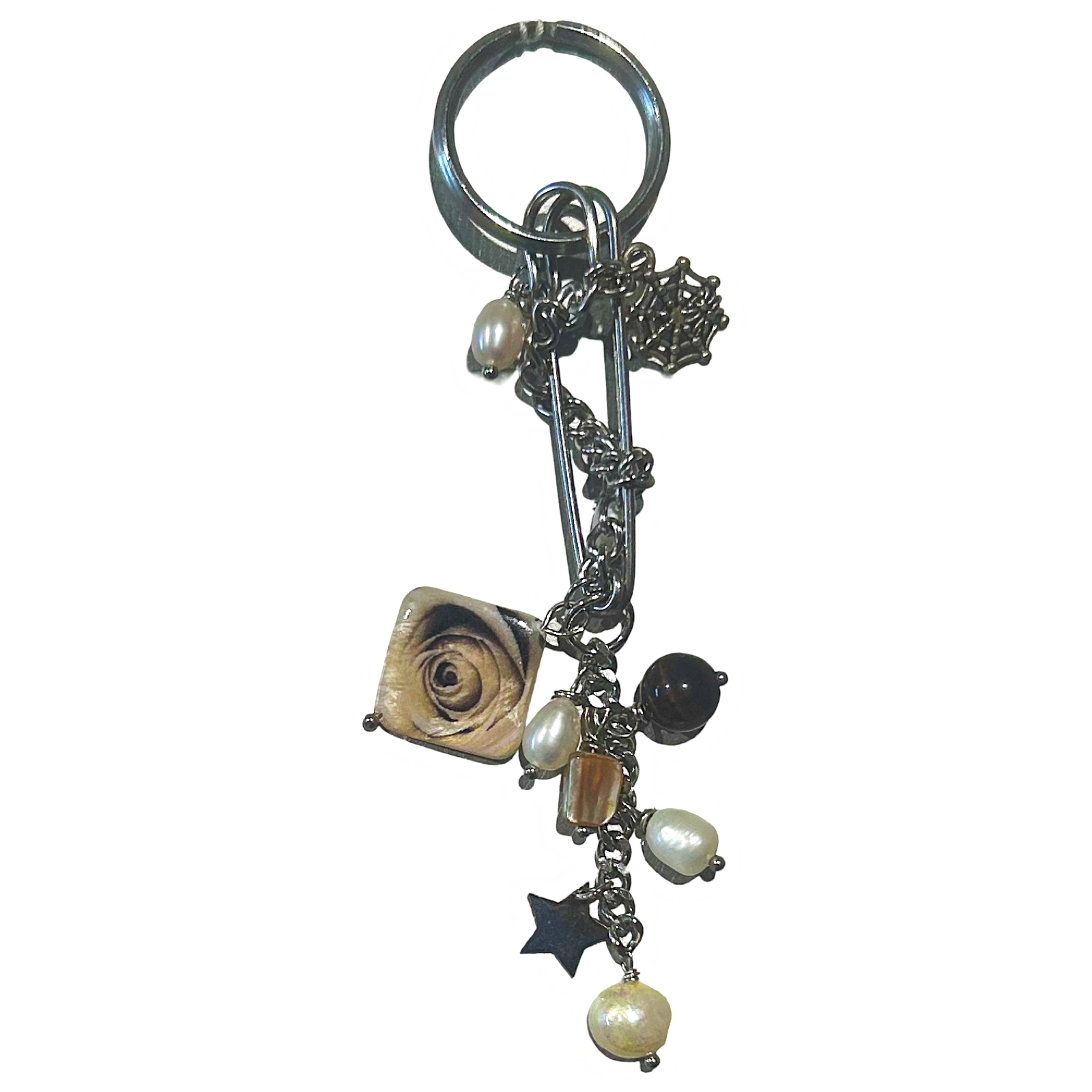 upcycled safety pin key chain