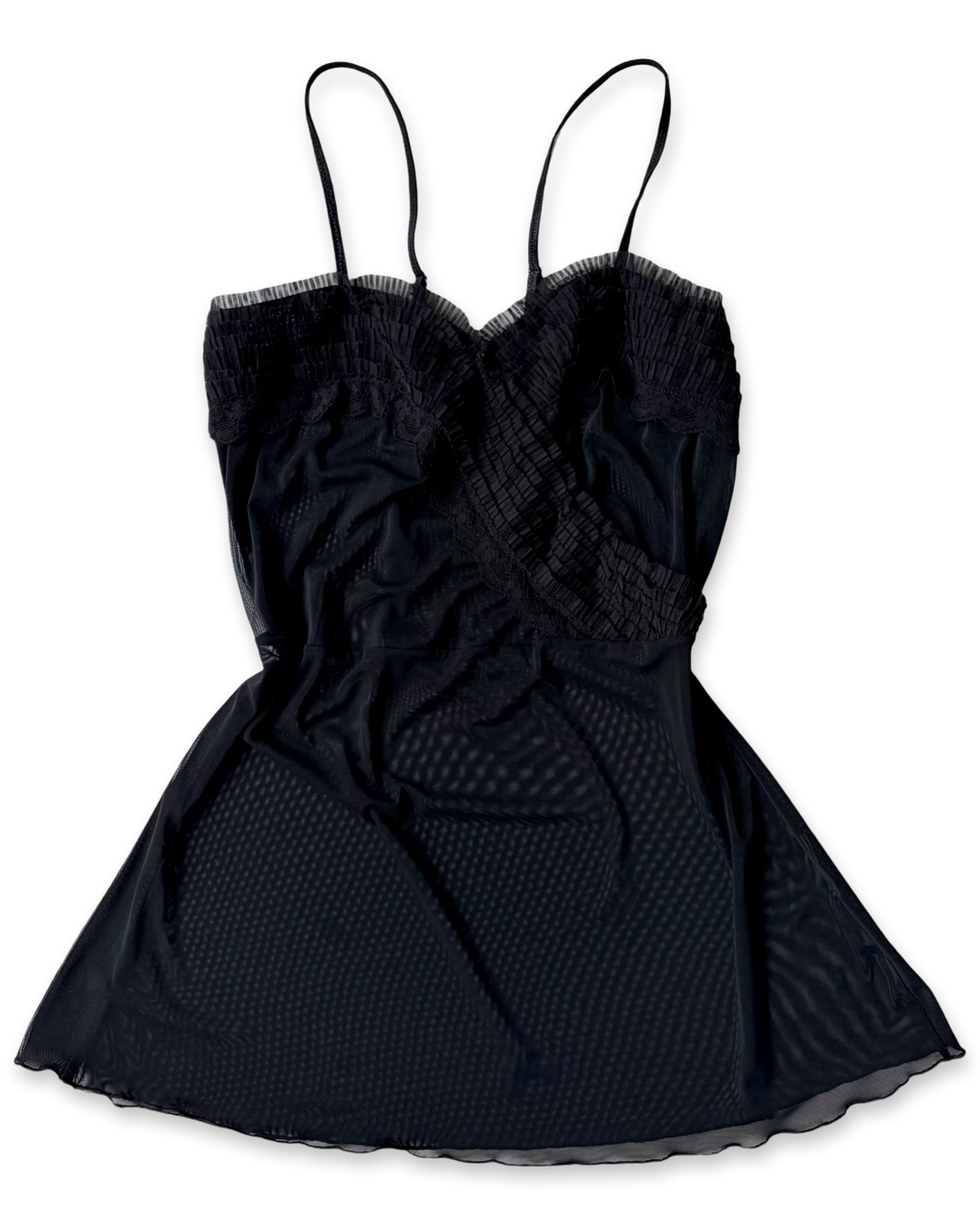 Sheer black ruffle cami ✮ Size S-M