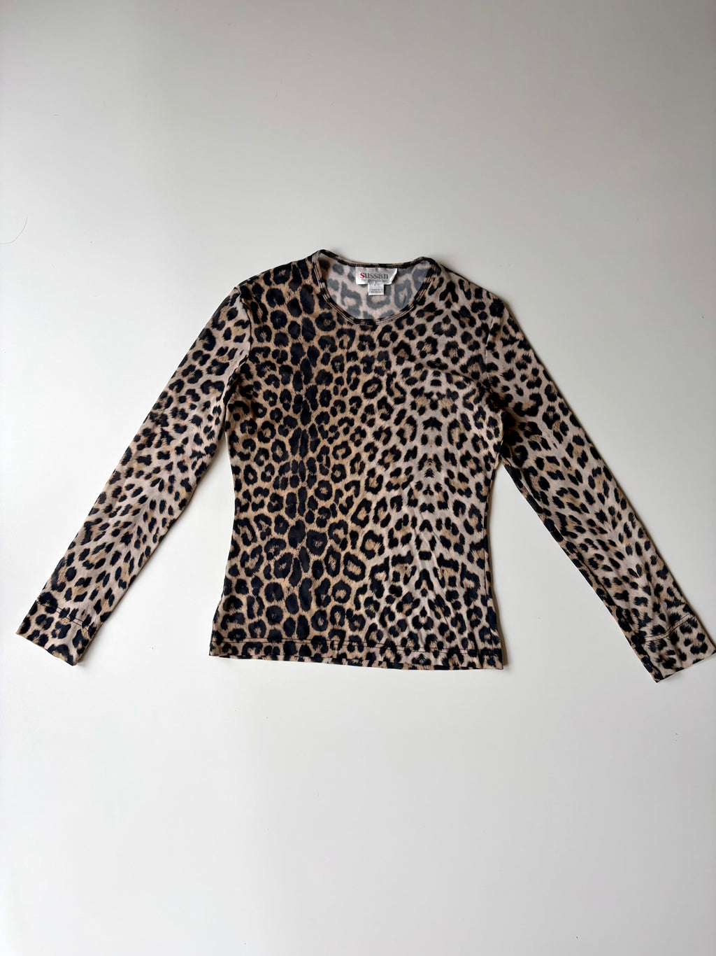 90s Leopard Print Mesh Longsleeve Top ✮ Size M*