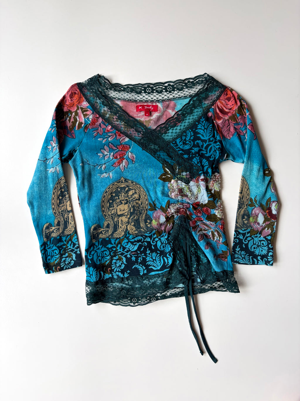 Rene Derhy Blue Wrap Top ✮ Size M