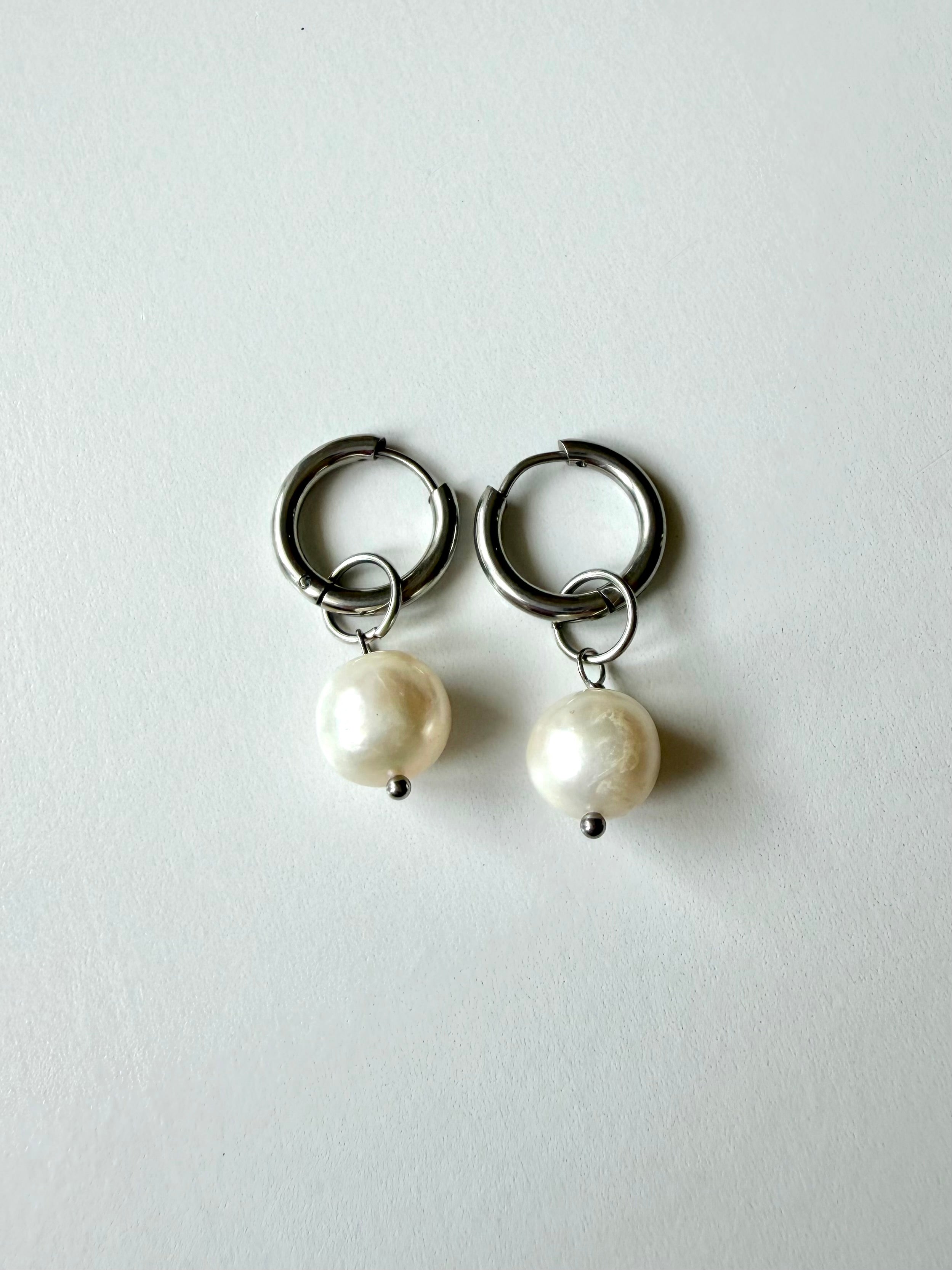 Pearl Huggie Earrings 04