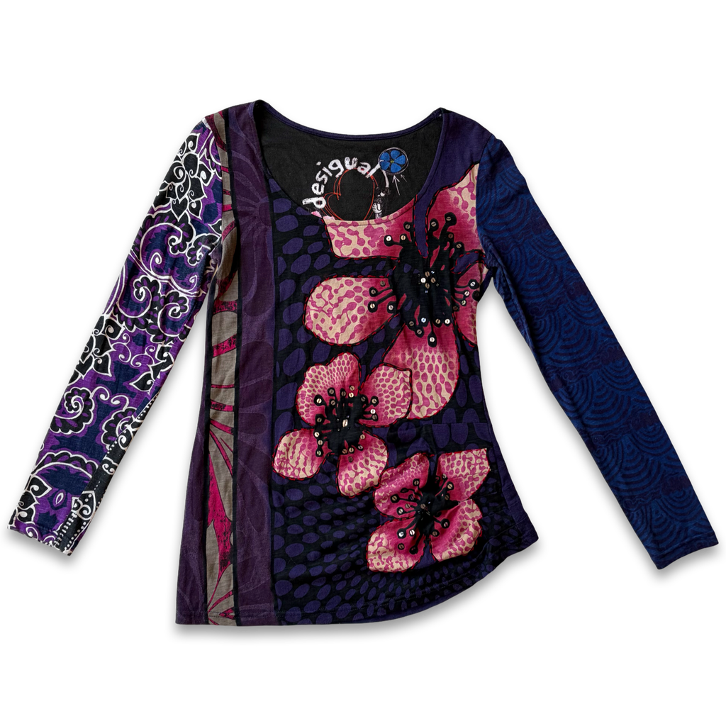Desigual Beaded Flower Top ✮ Size M