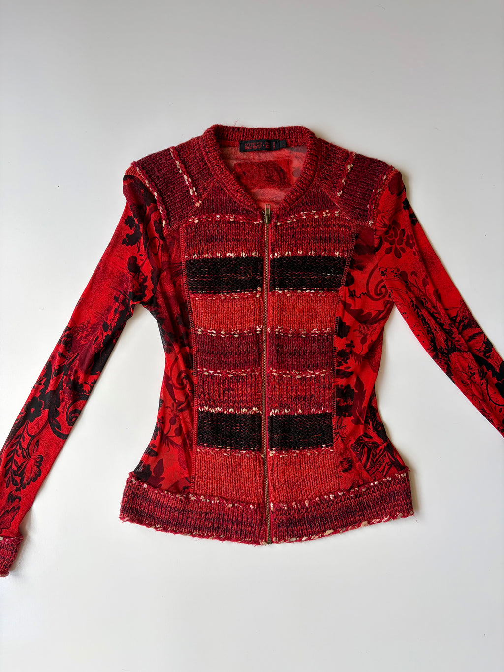 RARE Lulu H Paris Mesh/Knit Zip Top ✮ Size L