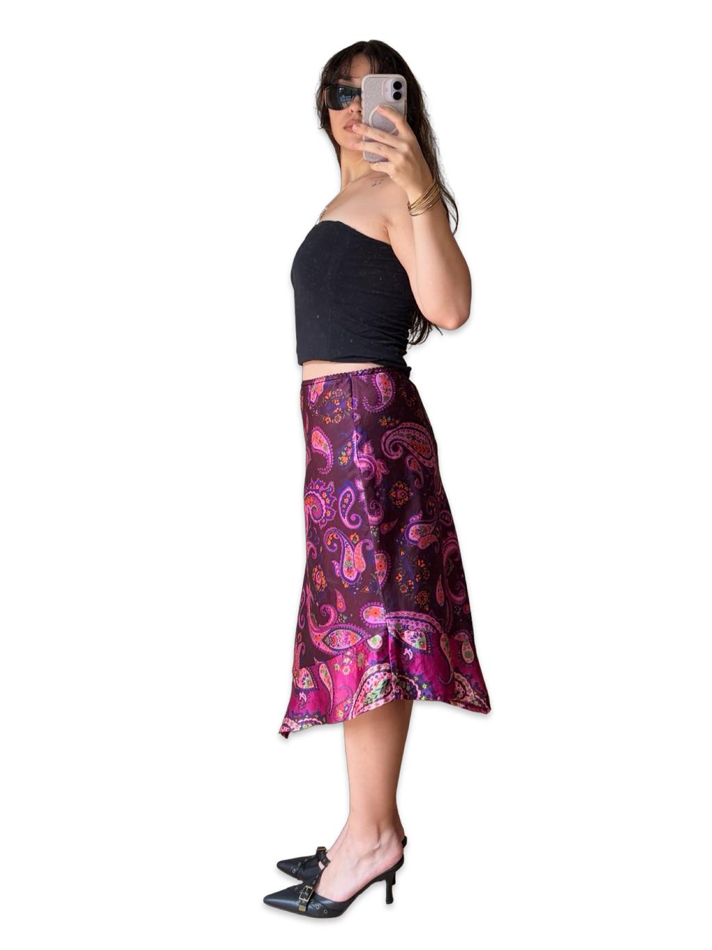 90s Purple Paisley Midi Skirt ✮ Size 12