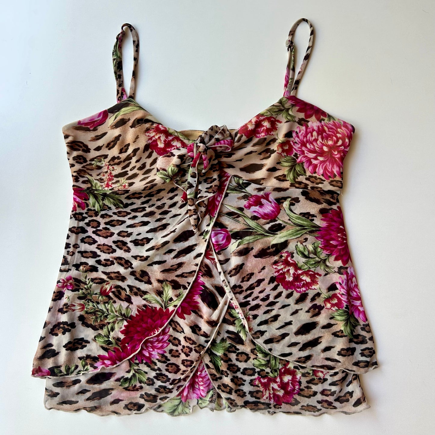 Vintage Floral leopard print cami ✮ Size M